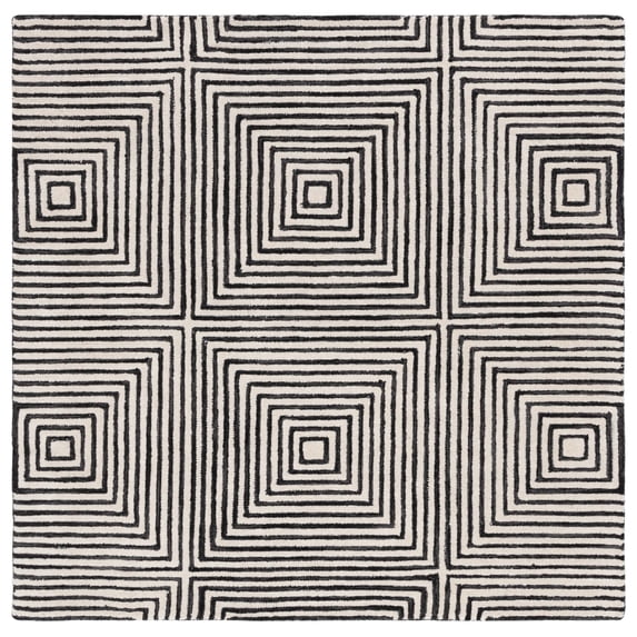 SAFAVIEH Metro Chodak Abstract Area Rug, Black/Beige, 3' x 3' Square