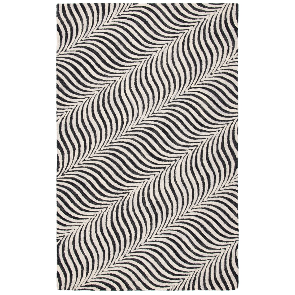 Elegant Metro Hand-Tufted Black and Beige Wool Area Rug - 5' x 8'