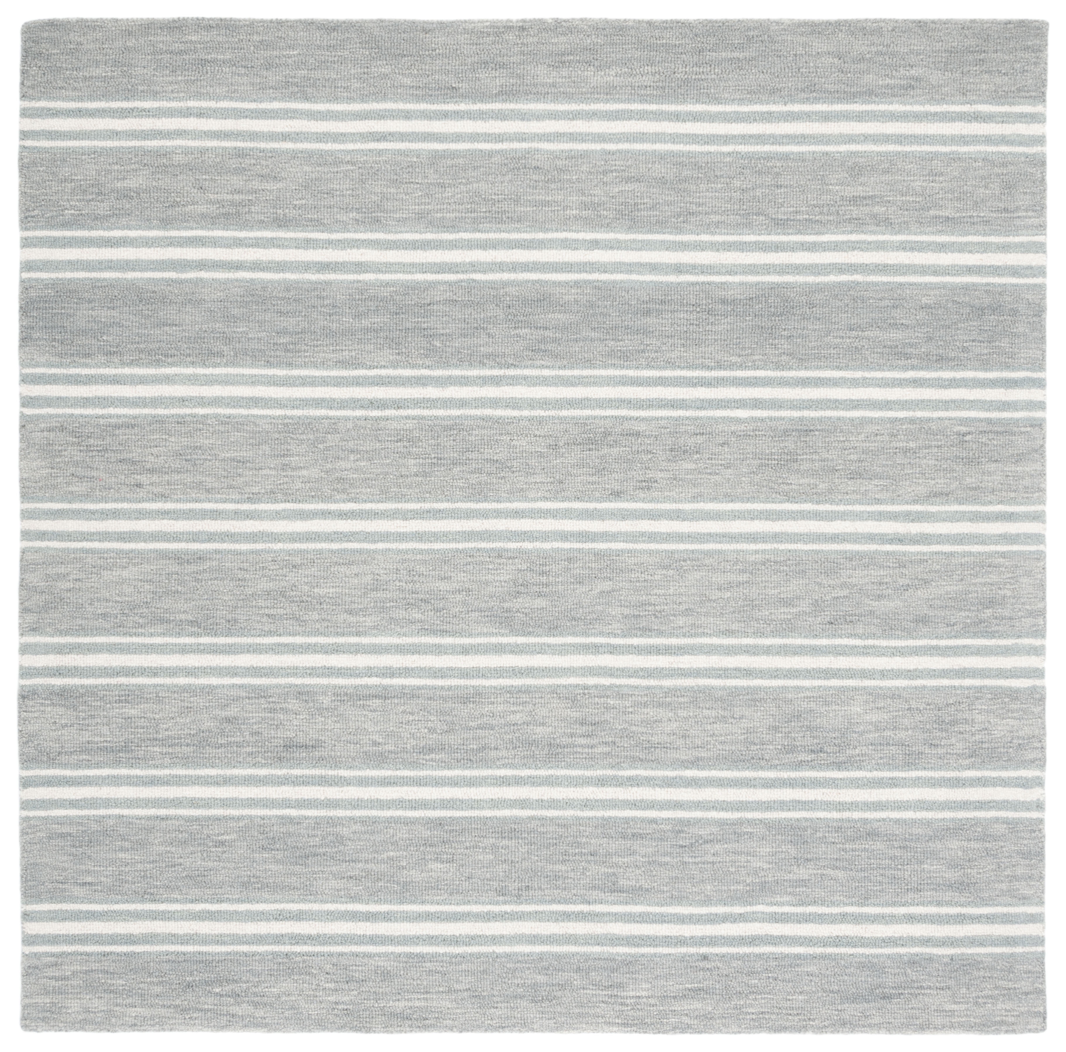 Elegant Gray Hand-Tufted Wool 6' Square Area Rug