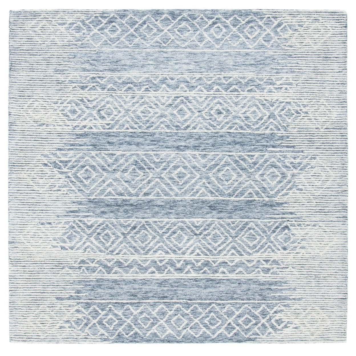 Metro 6' Square Blue Hand-Tufted Wool Area Rug