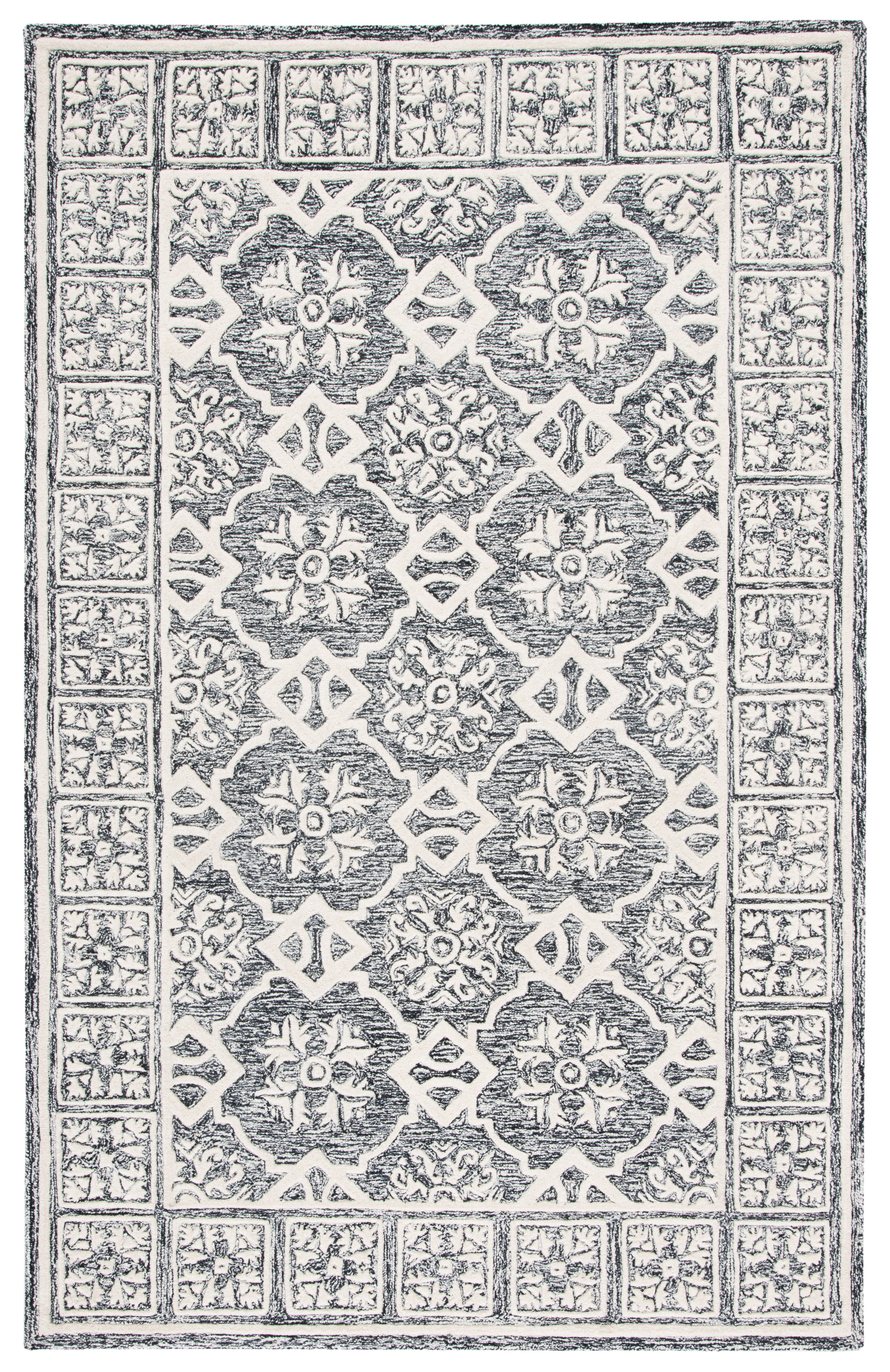 Handmade Black Wool 4' x 6' Tufted Area Rug