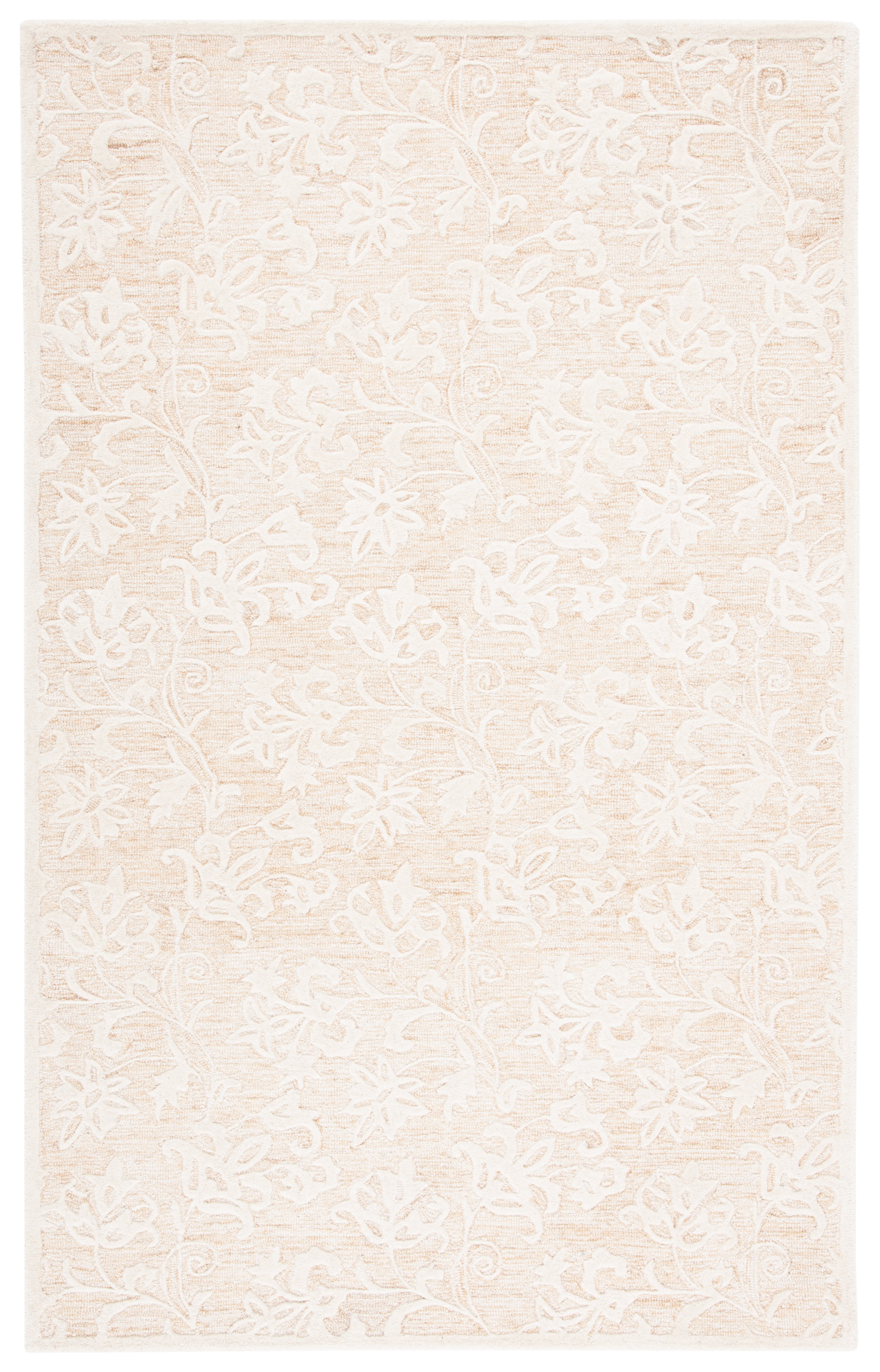 Ivory Hand-Tufted Wool Rectangular Area Rug 3' x 5'