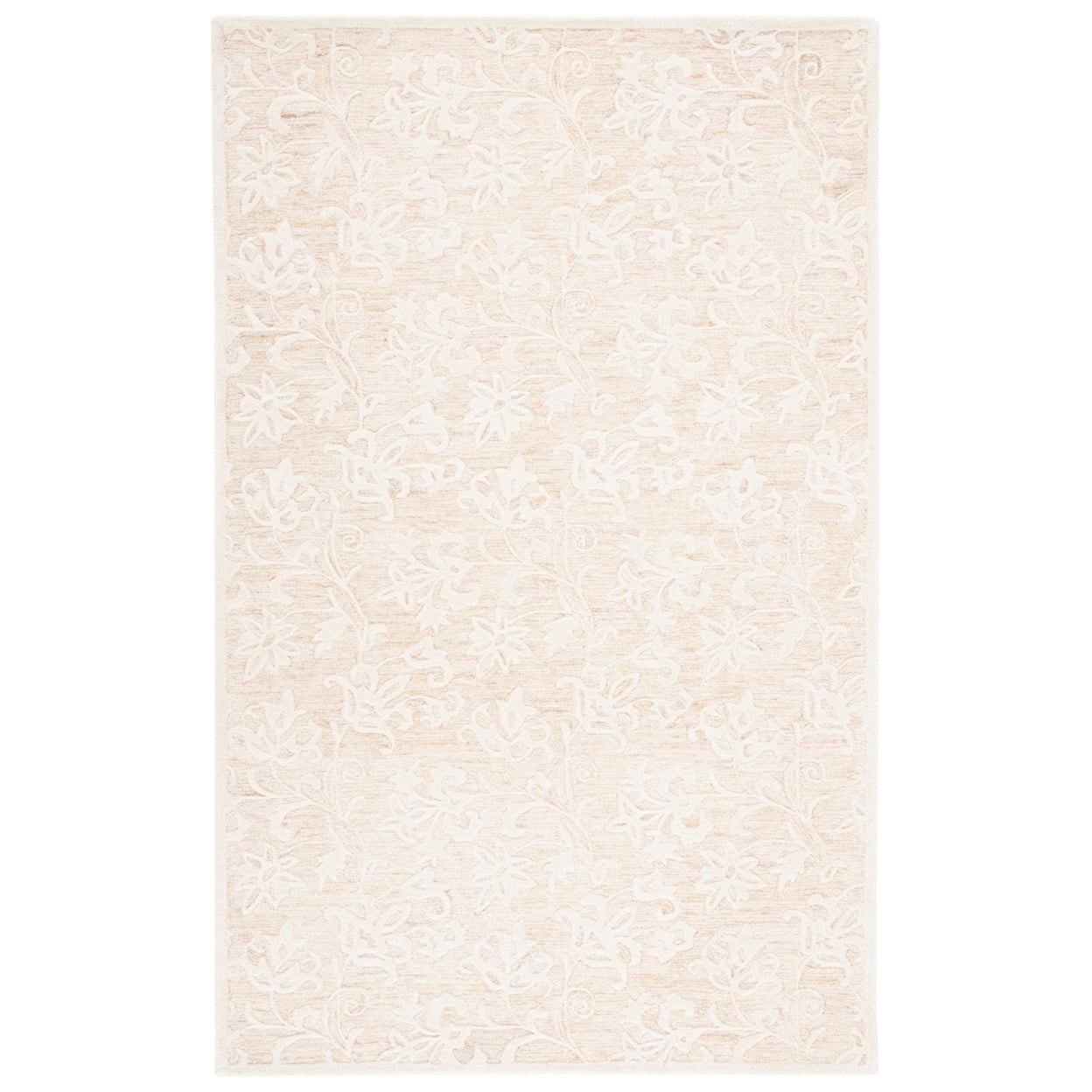 Ivory Hand-Tufted Wool Rectangular Area Rug 3' x 5'