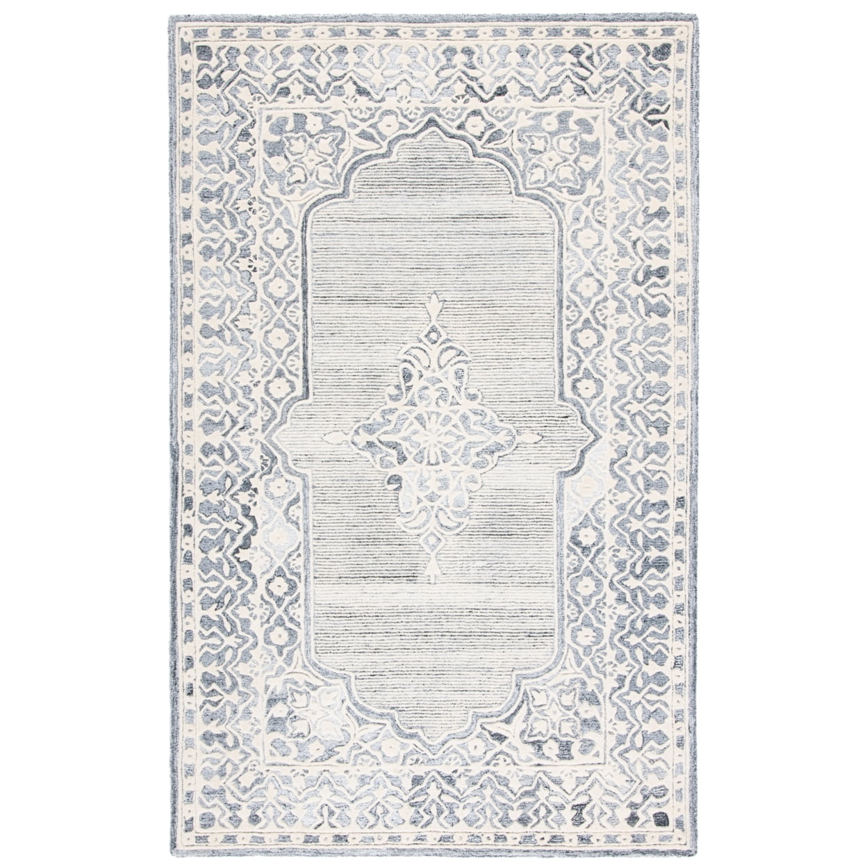 Elegant Hand-Tufted Wool Square Rug in Grey