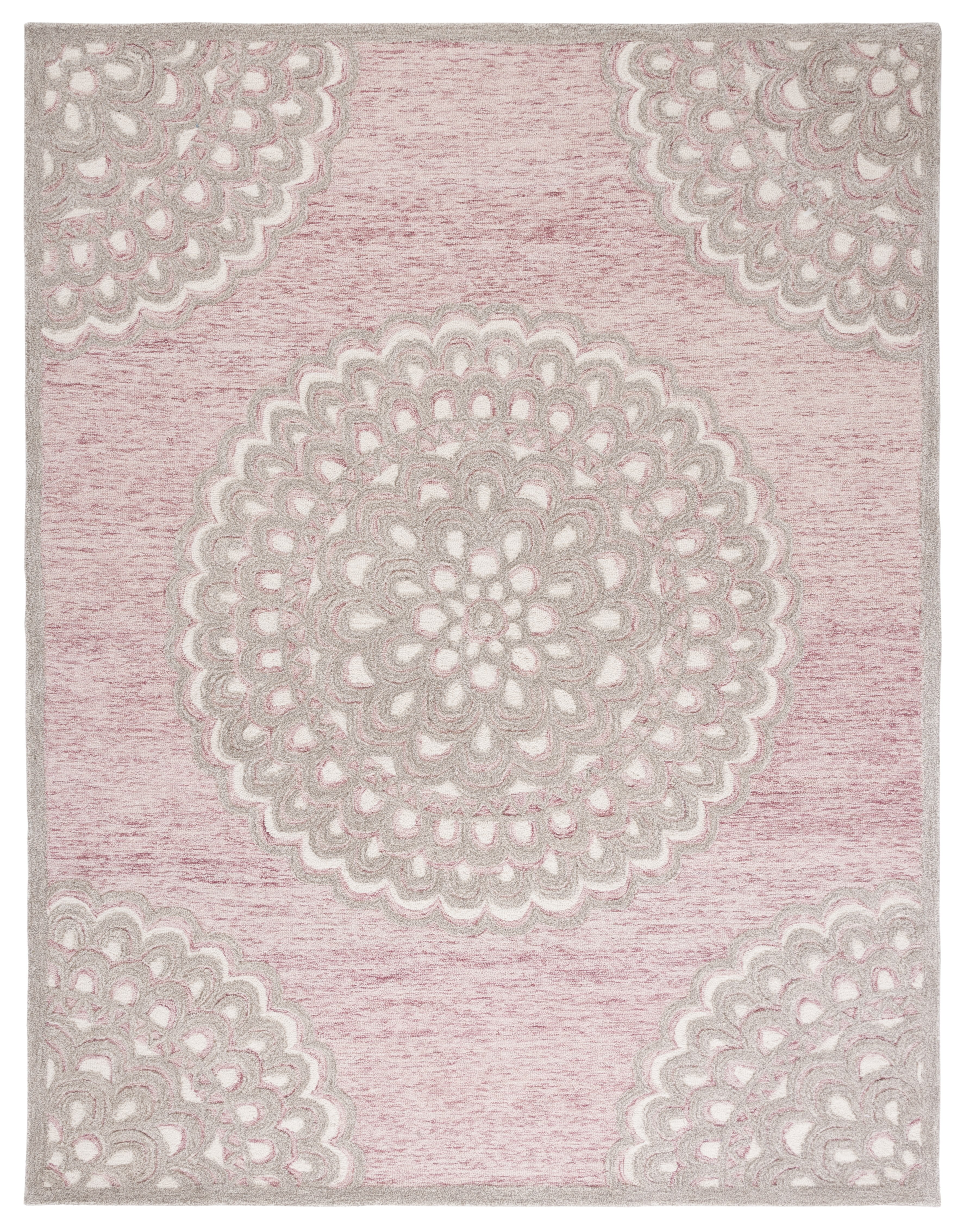 Elegant Ivory Floral Hand-Tufted Wool Area Rug, 8' x 10'