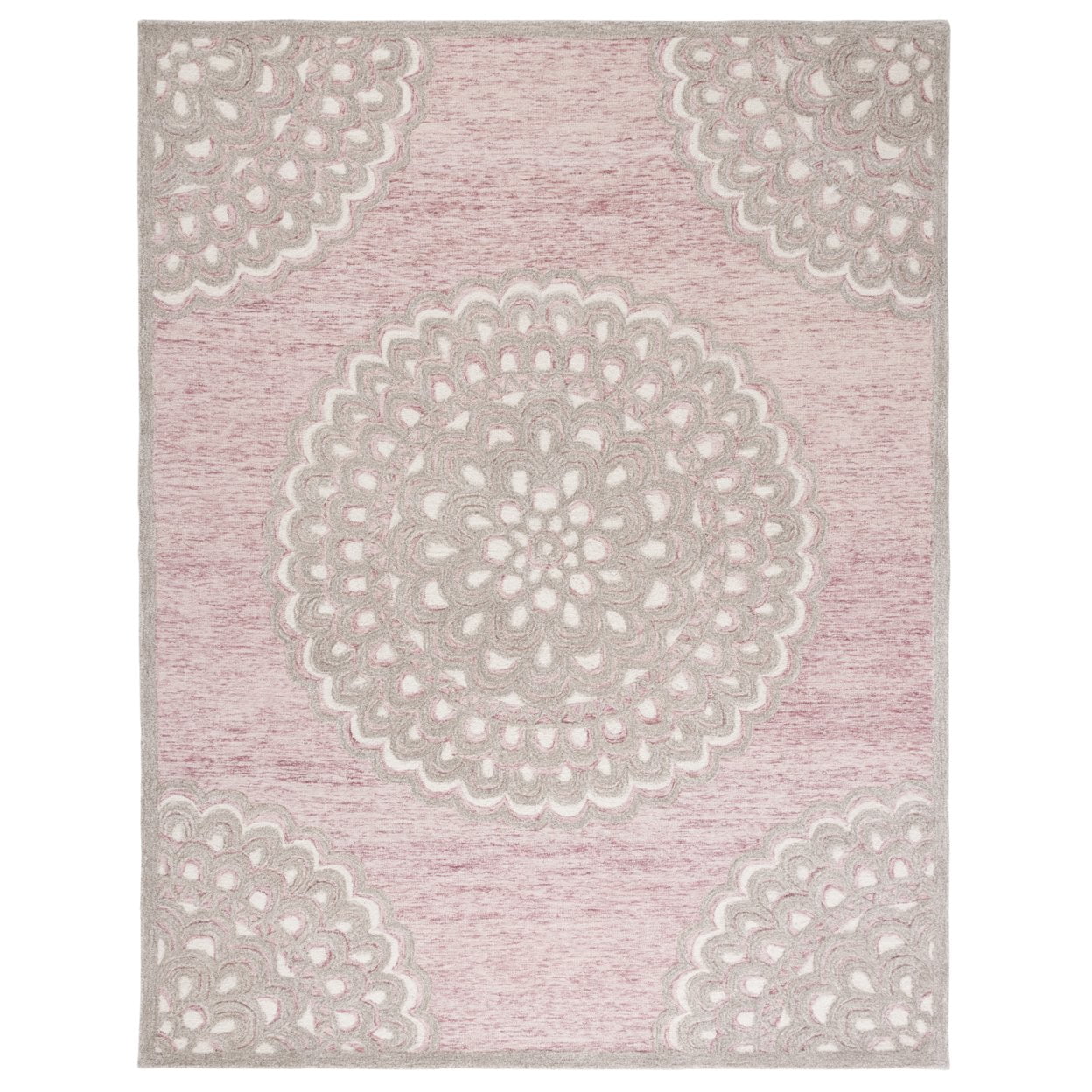 Elegant Ivory Floral Hand-Tufted Wool Area Rug, 8' x 10'