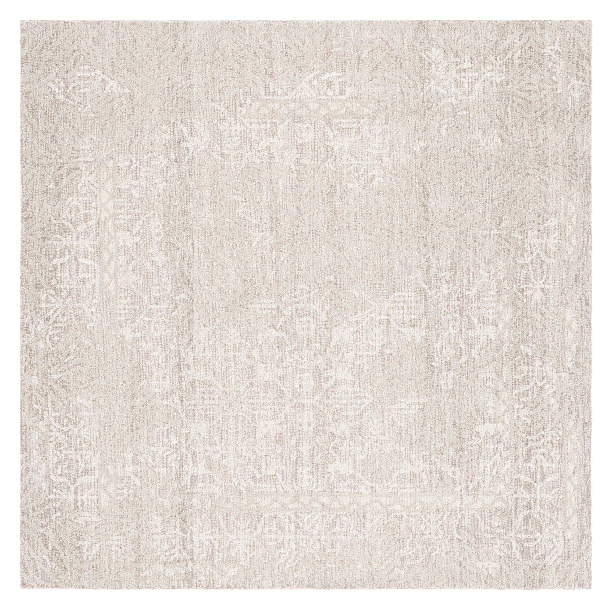 Ivory 6' Square Hand-Tufted Wool Area Rug