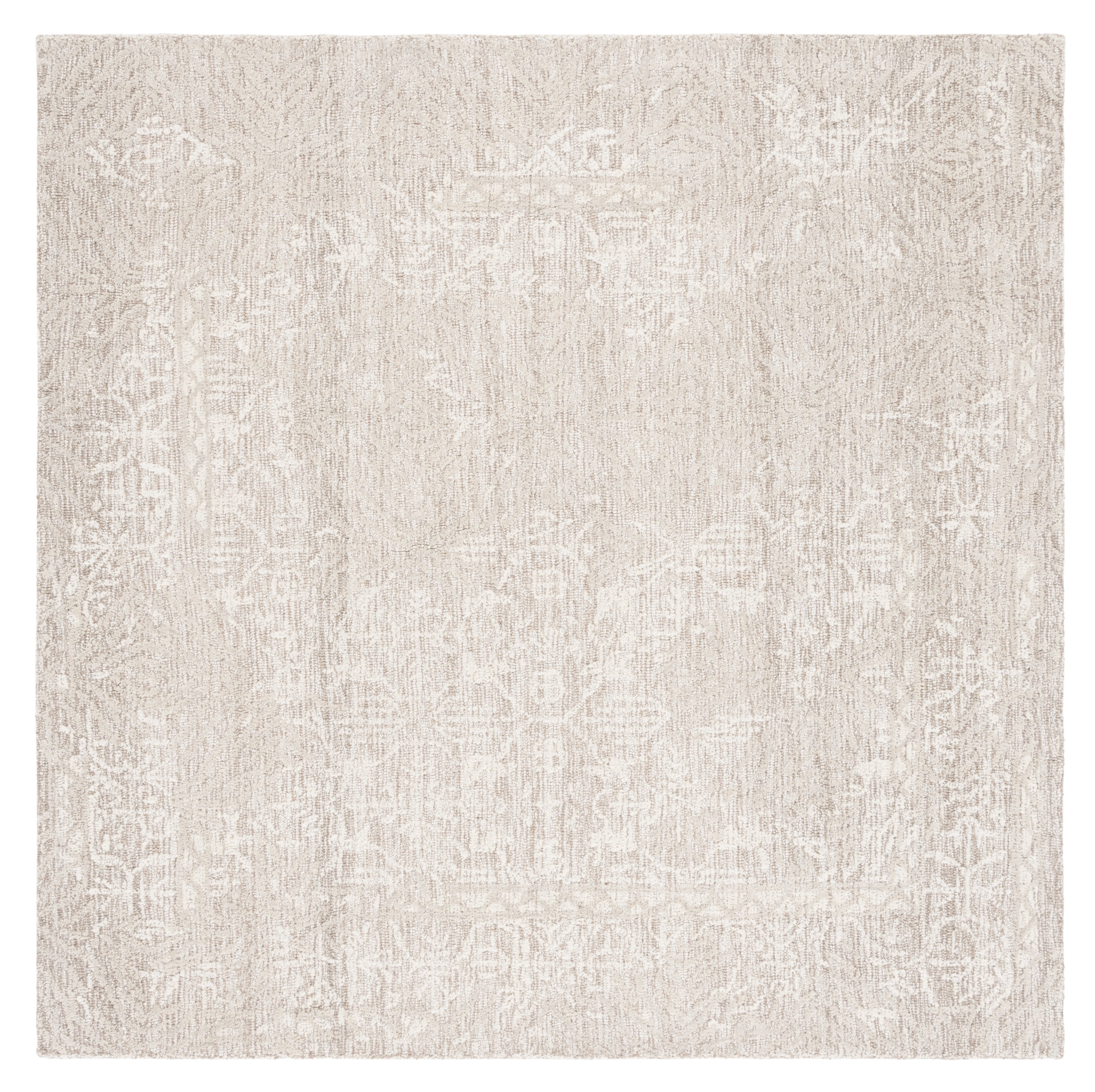 Ivory 6' Square Hand-Tufted Wool Area Rug