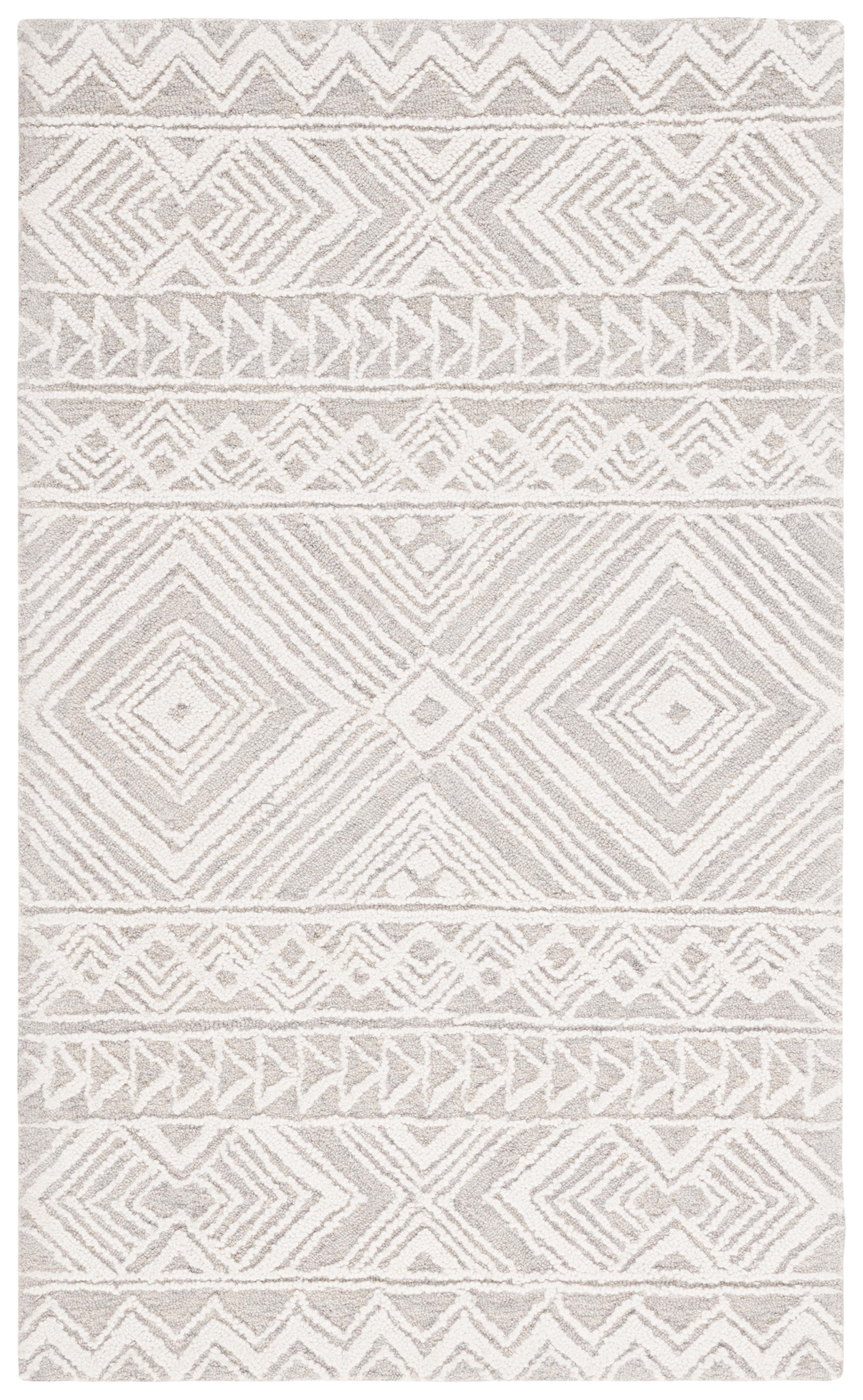 Gray and Ivory Hand-Tufted Wool Area Rug, 3' x 5'