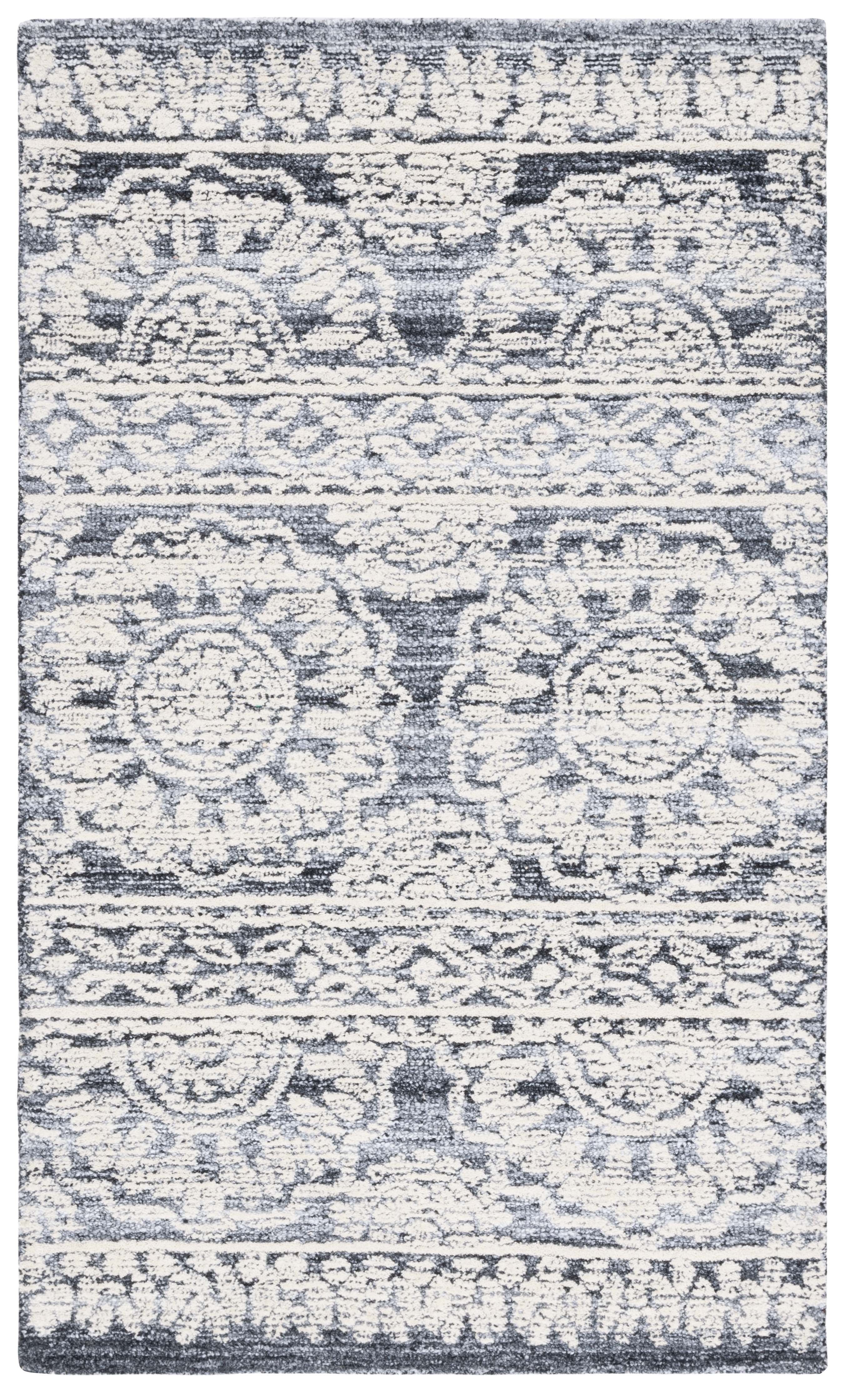 Gray and Ivory Hand-Tufted Wool Area Rug, 3' x 5'