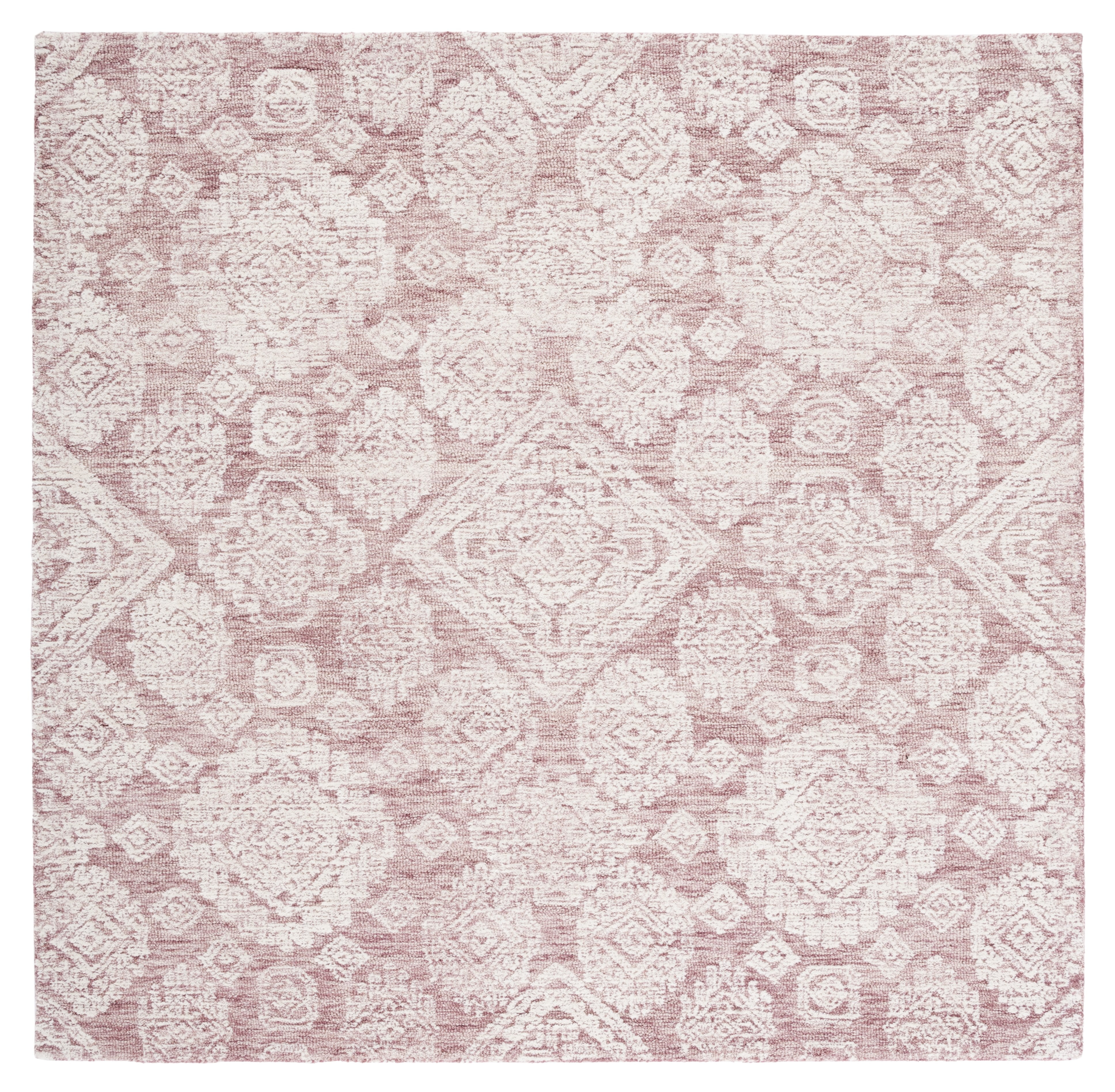 Safavieh 6' x 6' Dark Pink and Ivory Hand-Tufted Wool Rug