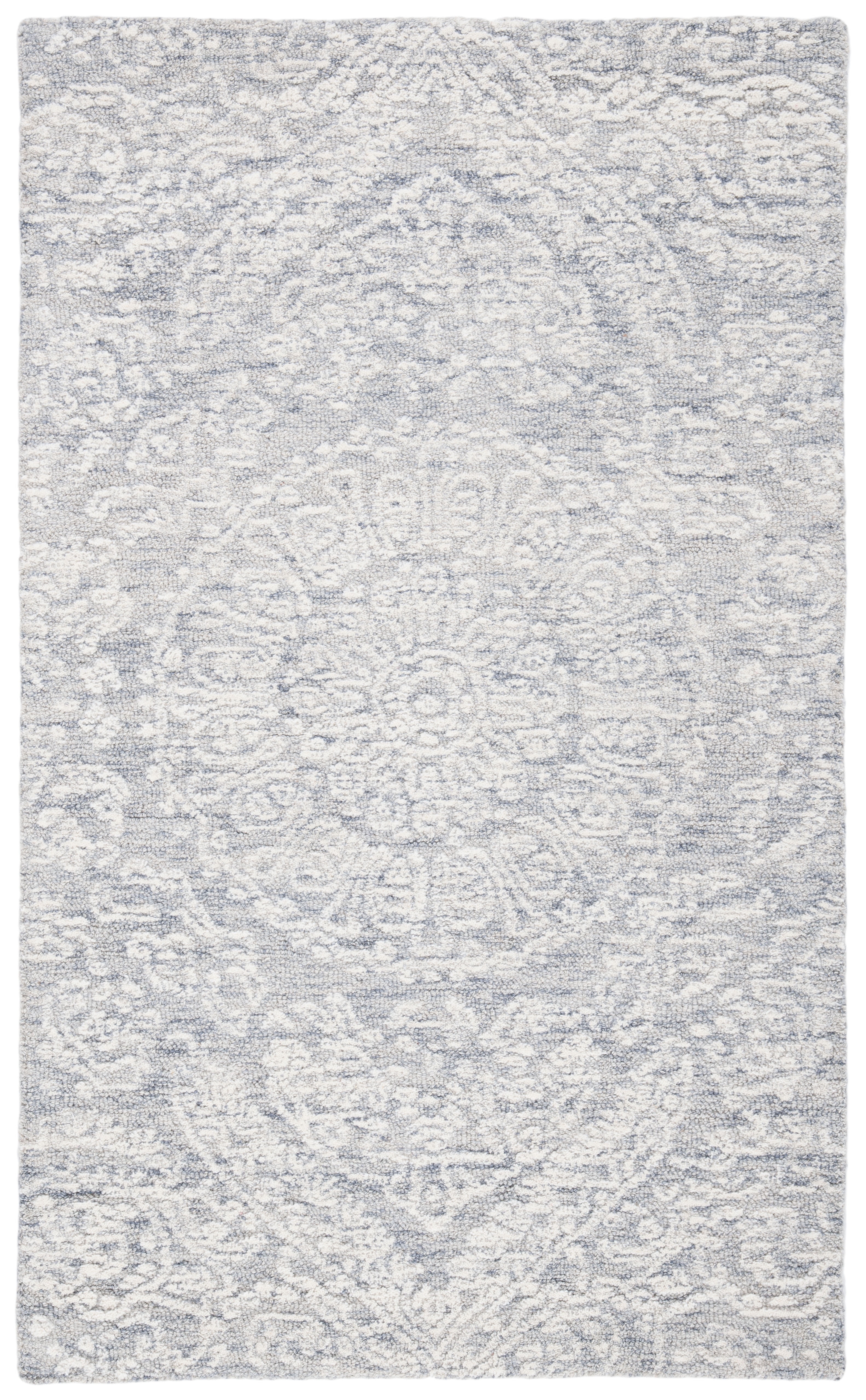 Grey and Ivory Hand-Tufted Wool Area Rug 4' x 6'