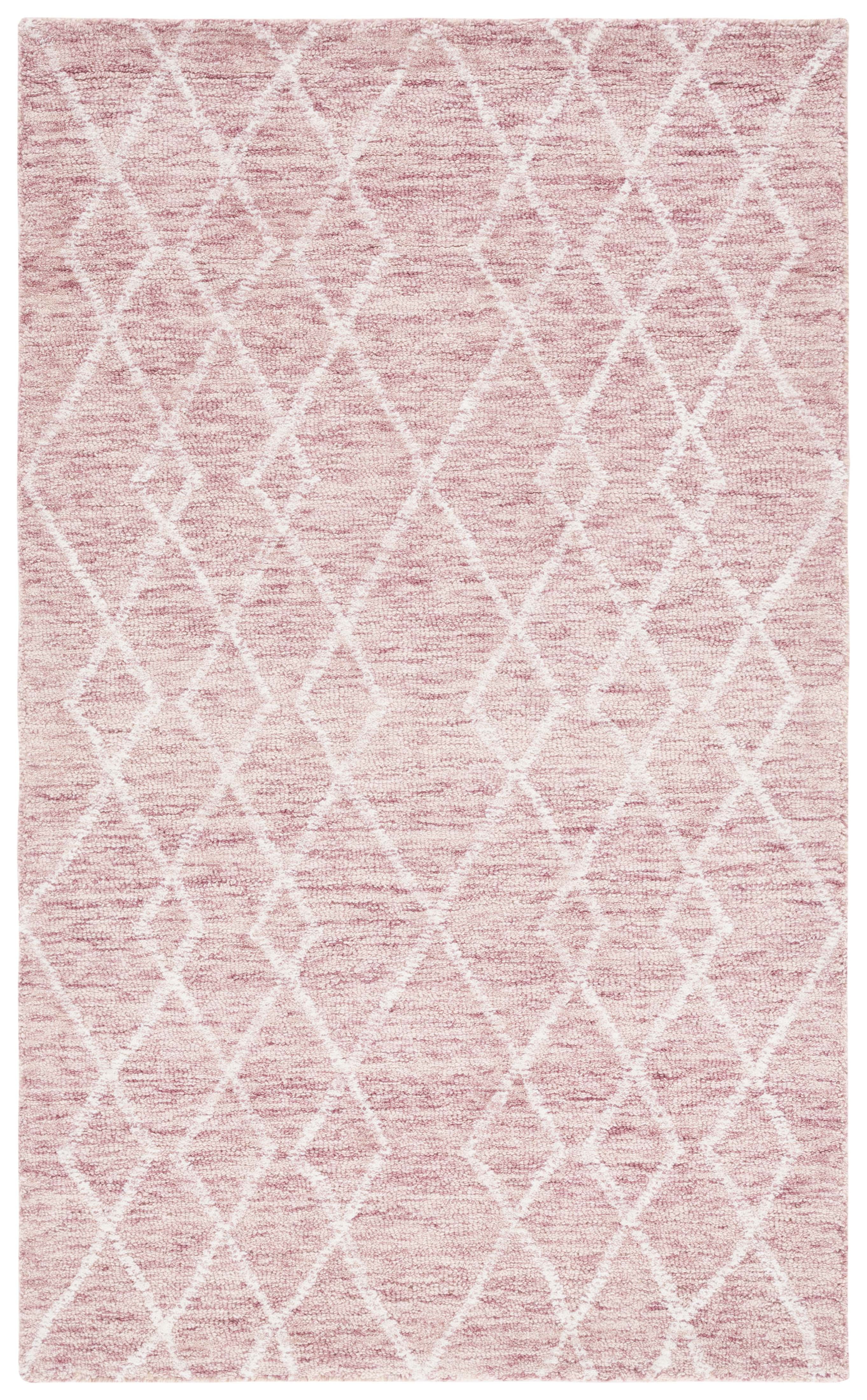 Ivory and Pink Hand-Tufted Wool 3' x 5' Area Rug