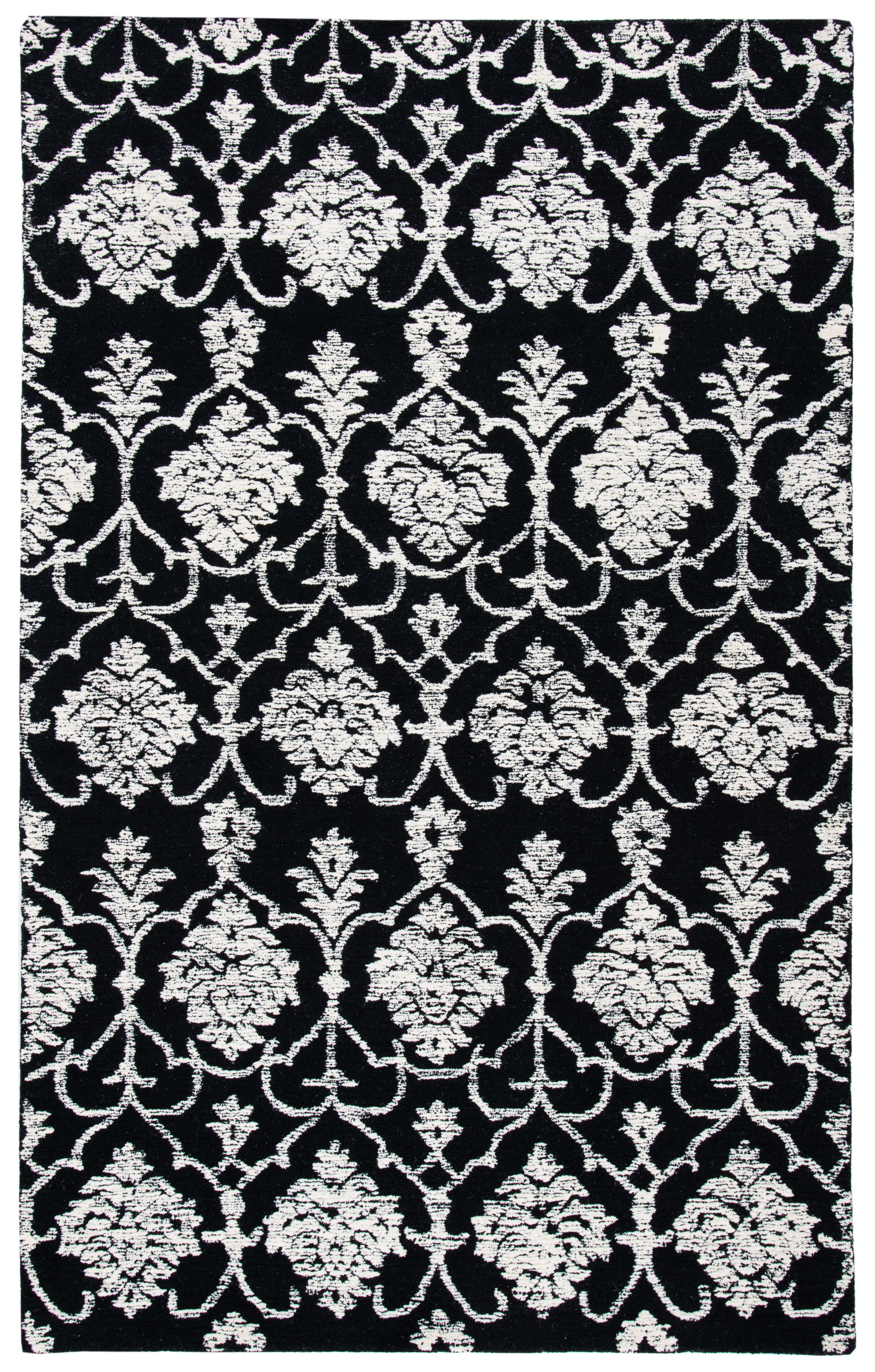 Black and Ivory 6' x 9' Hand-Tufted Wool Area Rug