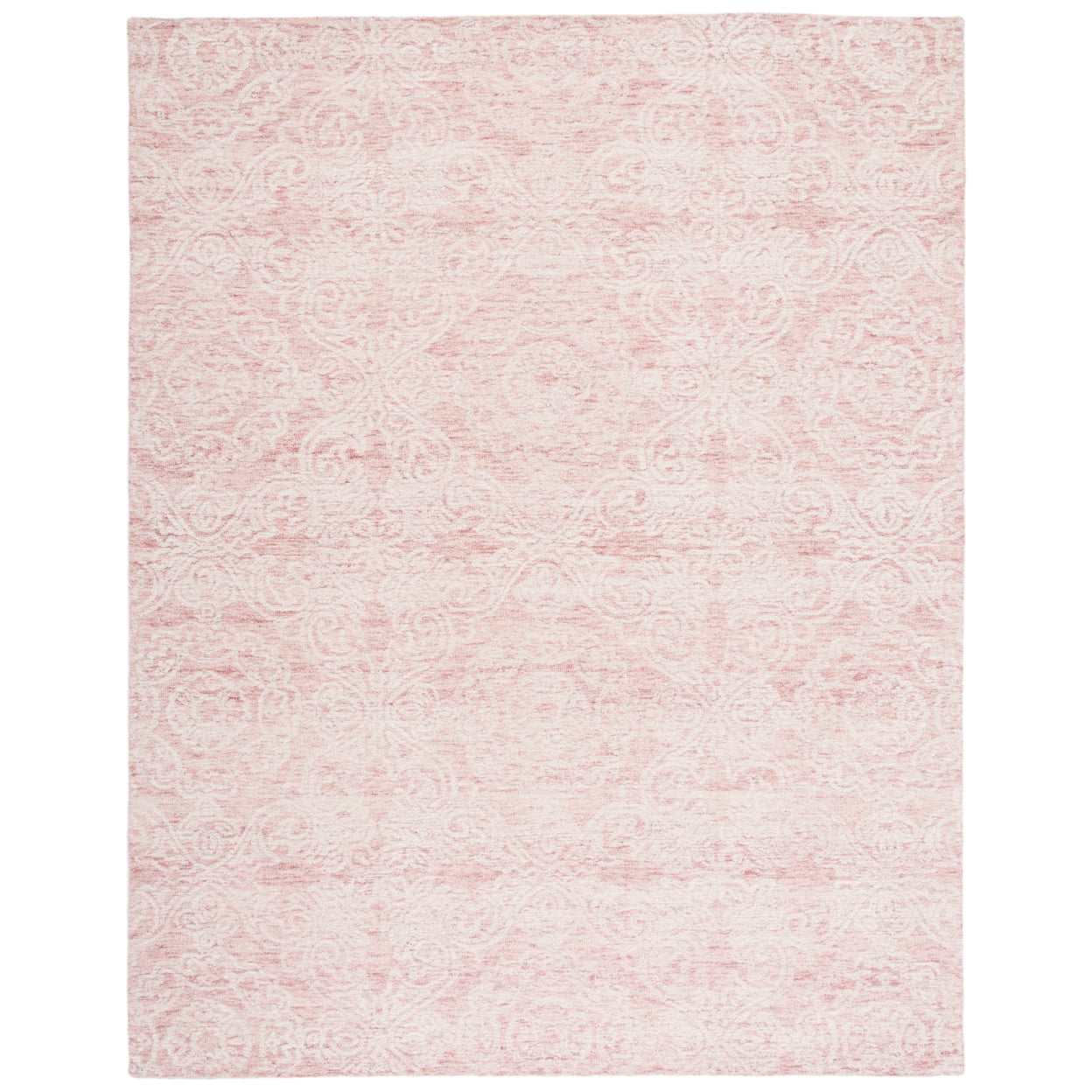 Ivory and Pink Hand-Tufted Wool 8' x 10' Area Rug