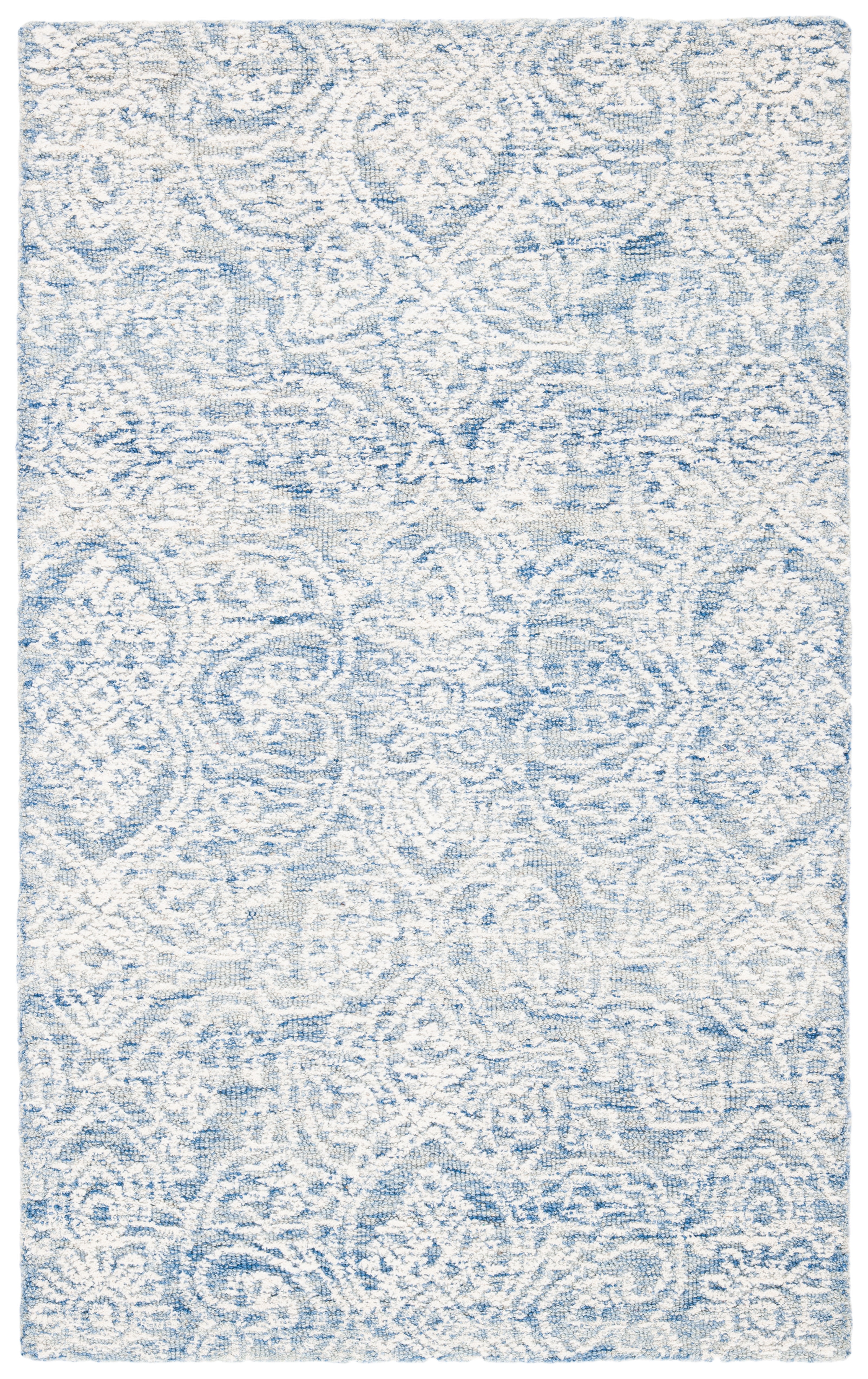 Metro Blue and Ivory Hand-Tufted Wool Area Rug