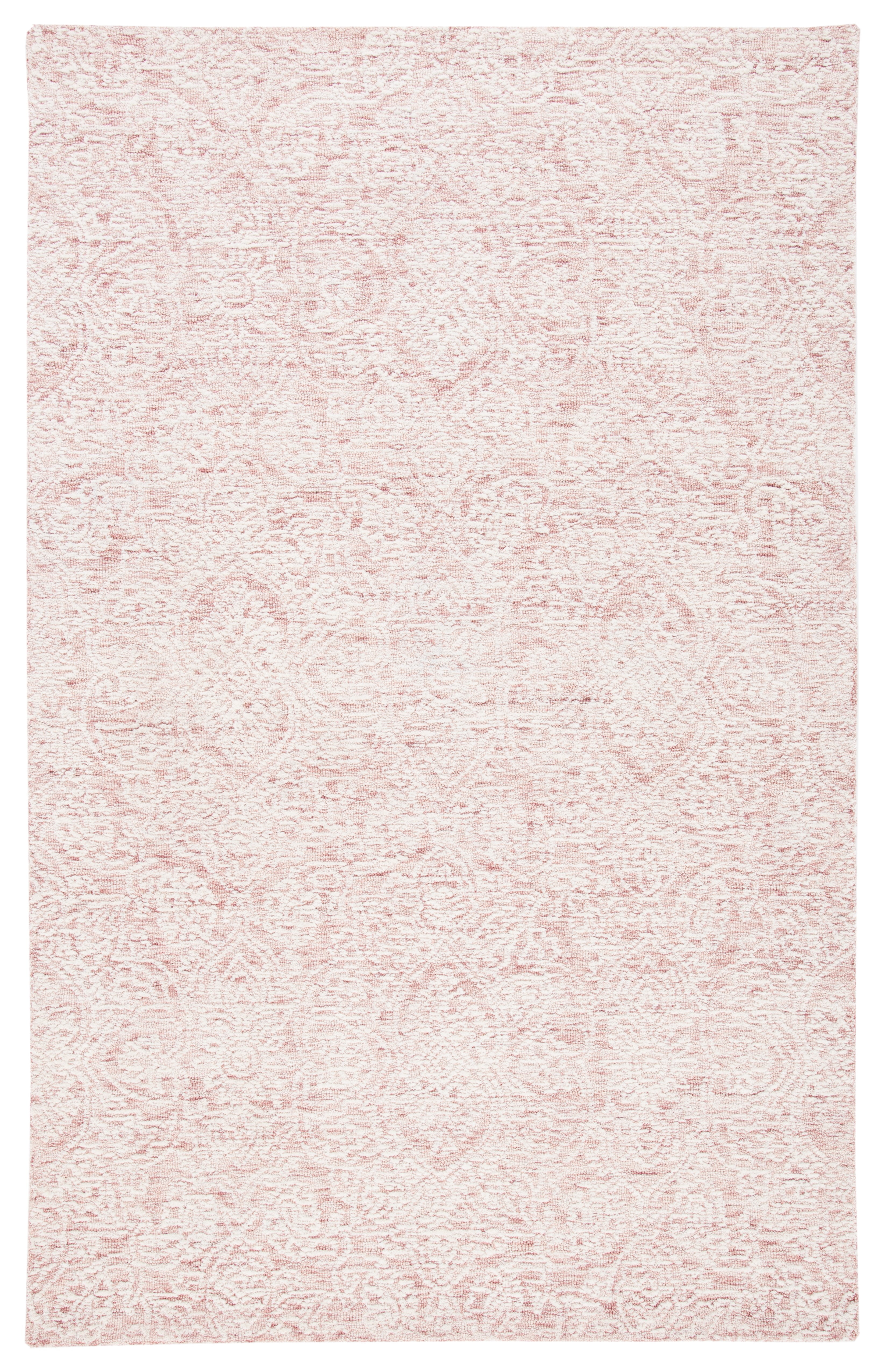 Ivory and Pink Hand-Tufted Wool Area Rug