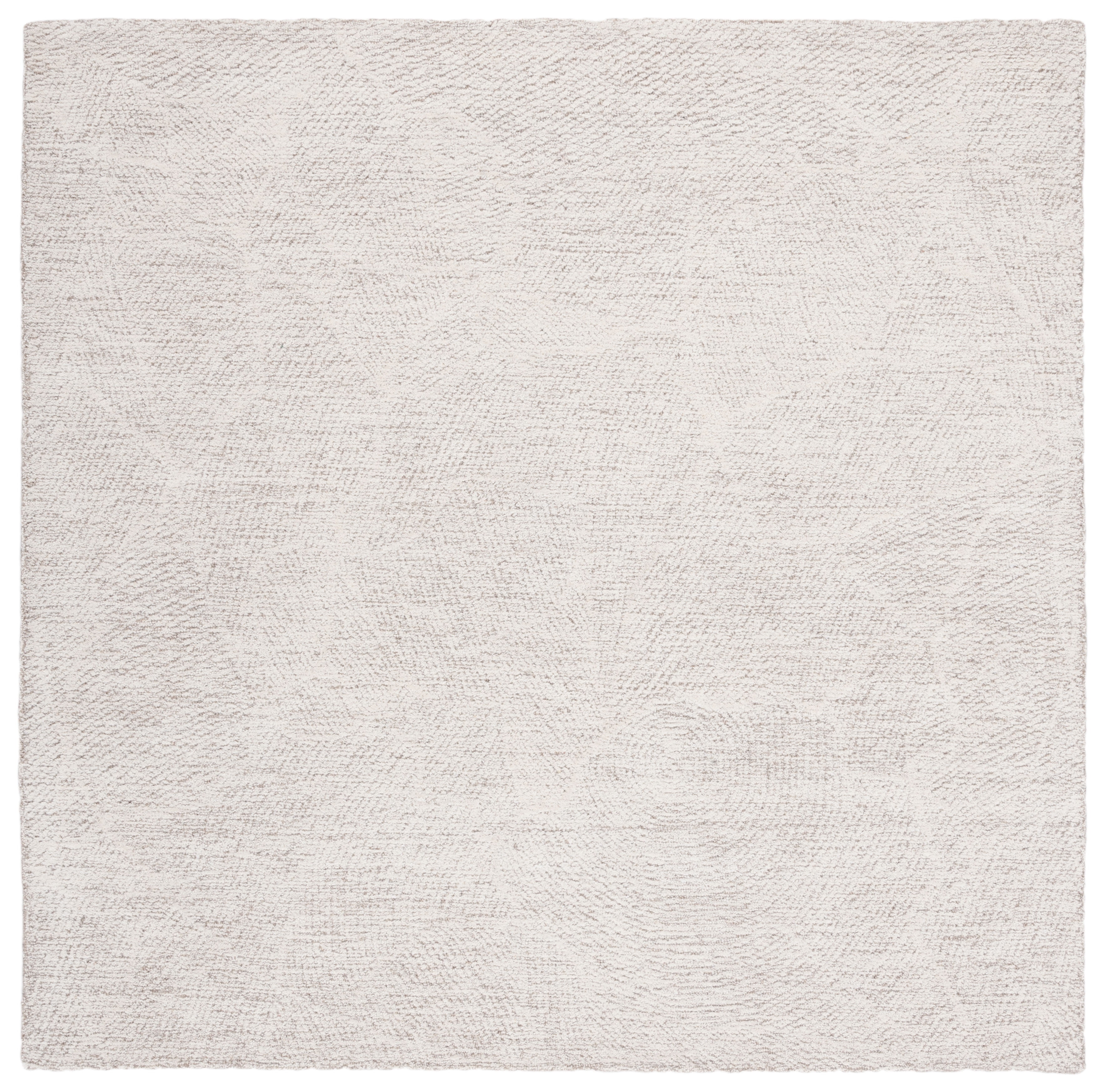 Ivory Hand-Tufted Wool Square Area Rug, 6' x 6'