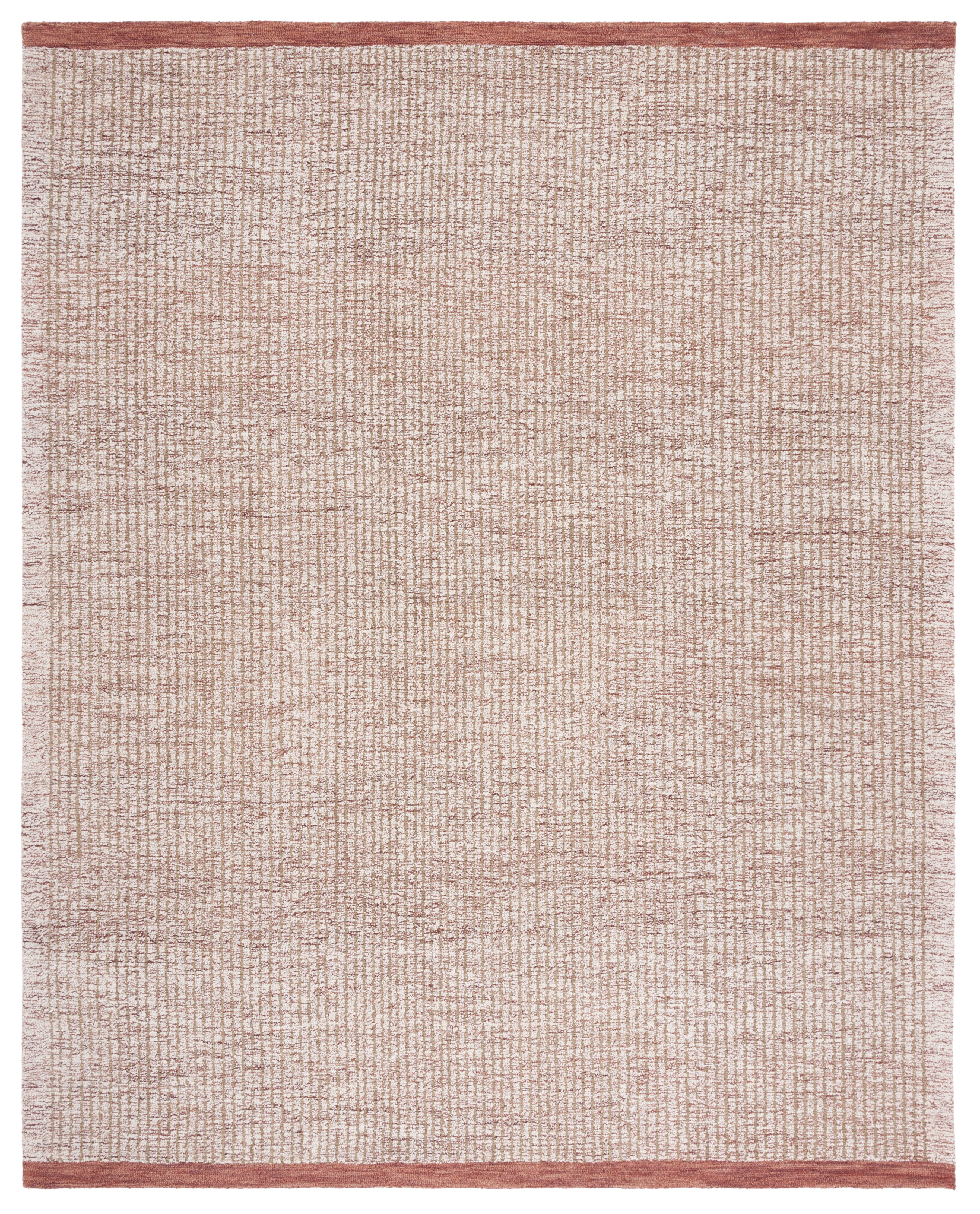 Ivory and Red Hand-Tufted Wool Area Rug, 8' x 10', Reversible