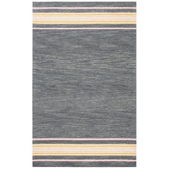 SAFAVIEH Metro May Striped Area Rug, Charcoal/Pink, 4' x 6'