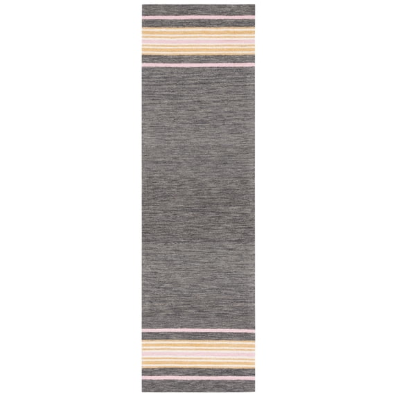 SAFAVIEH Metro May Striped Runner Rug, Charcoal/Pink, 2'3" x 8'