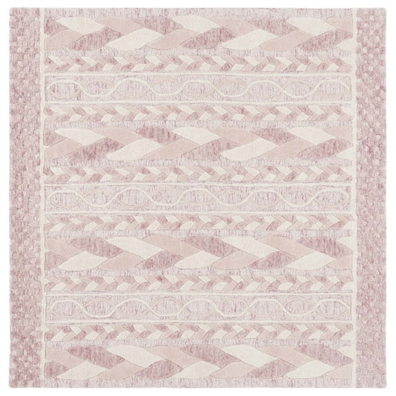 SAFAVIEH Metro Melody Geometric Area Rug, Pink/Ivory, 6' x 6' Square