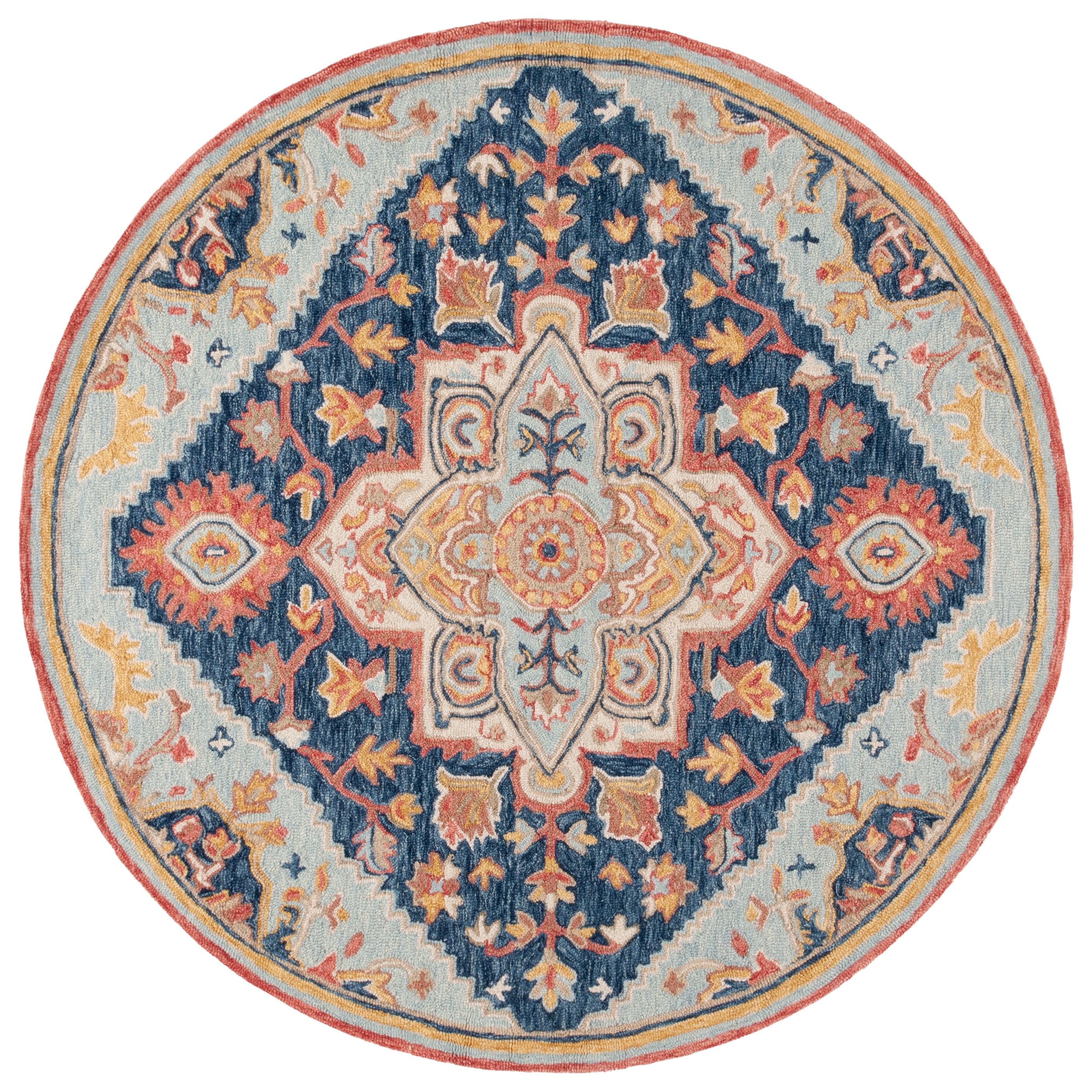 SAFAVIEH Metro Melvin Medallion Area Rug, Navy/Red, 6' x 6' Round