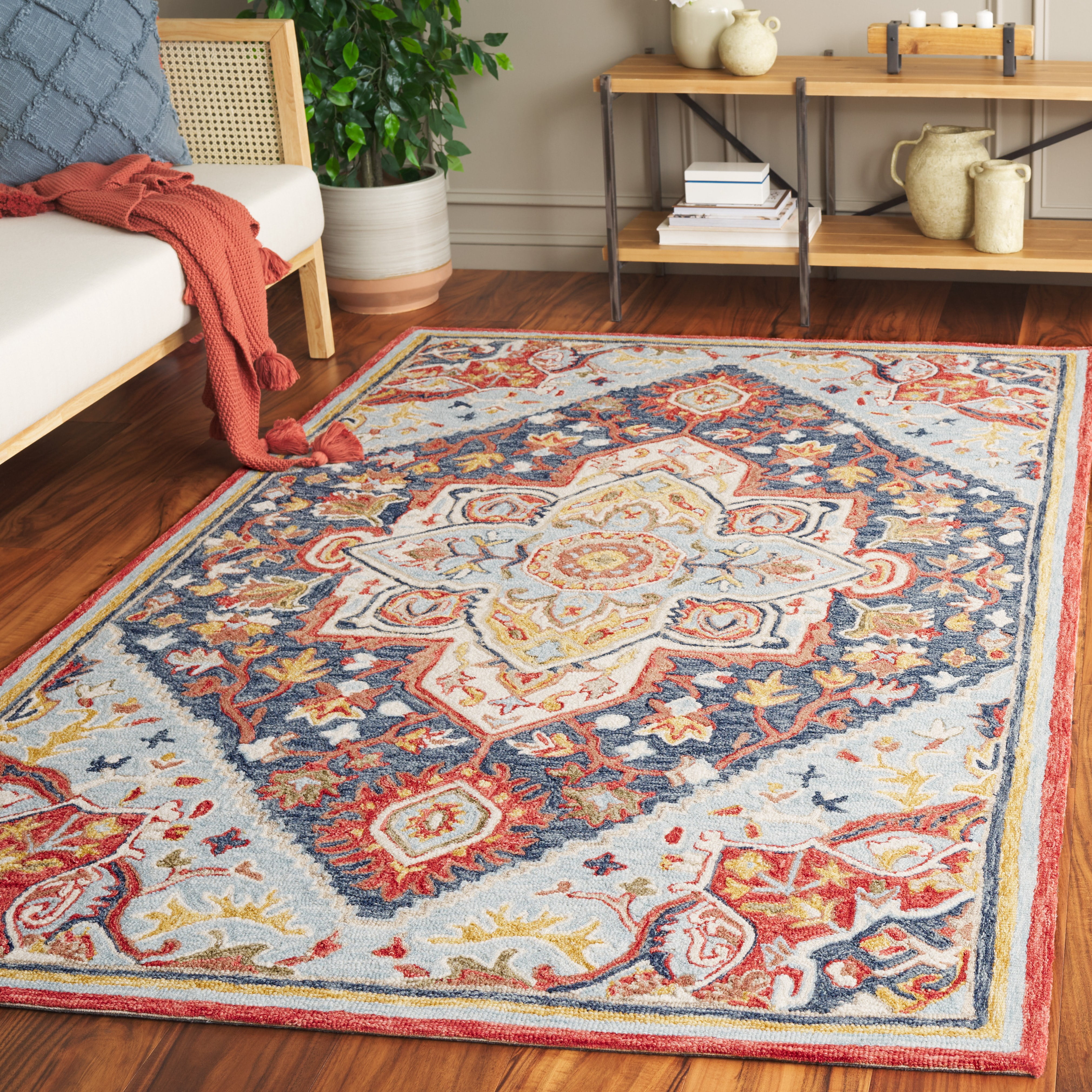 Safavieh Metro Melvin Medallion Area Rug, Navy/Red, 6' x 6' Square