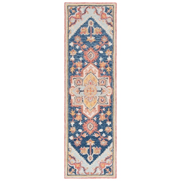 SAFAVIEH Metro Melvin Medallion Runner Rug, Navy/Red, 2'3" x 8'