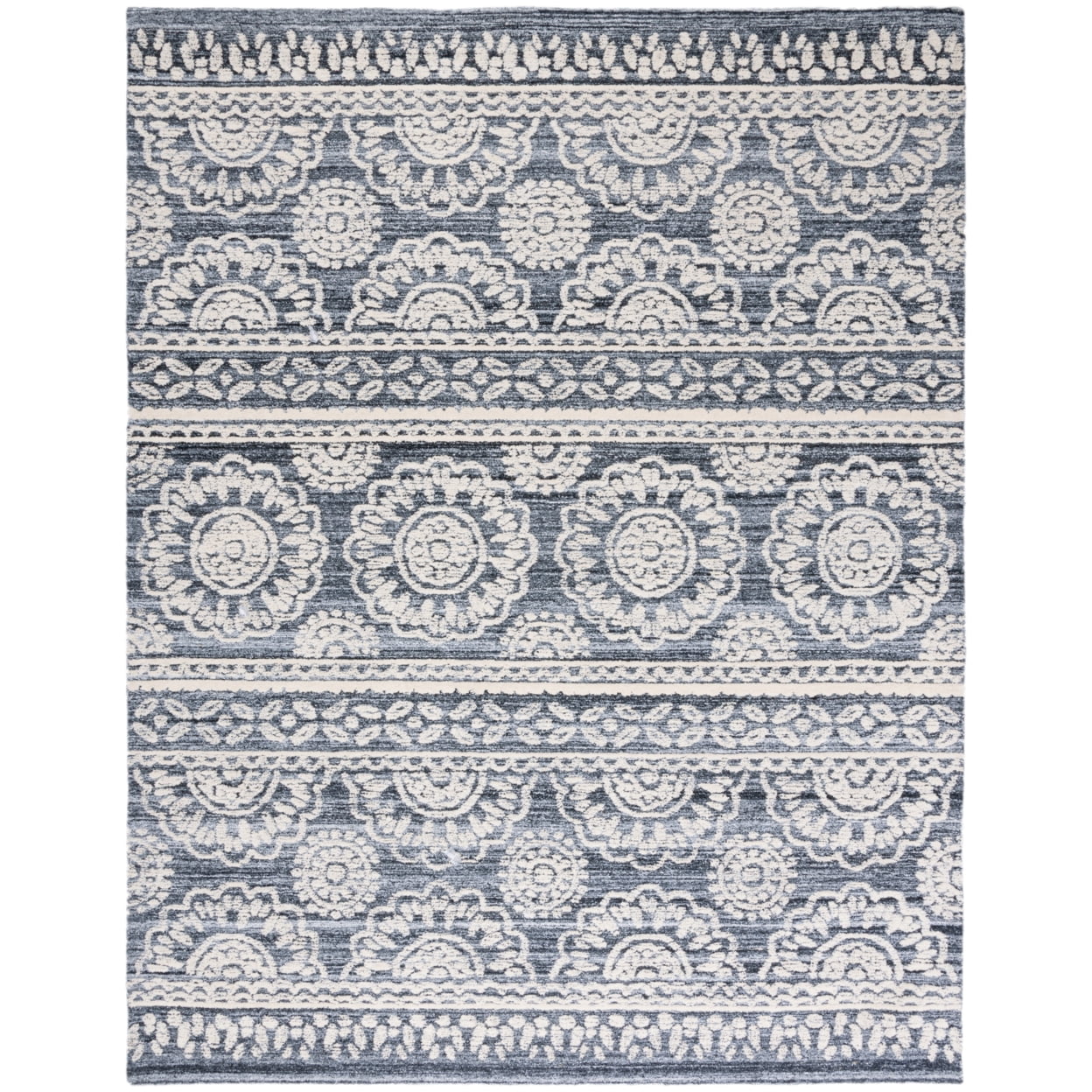 Gray and Ivory Hand-Tufted Wool Area Rug, 3' x 5'