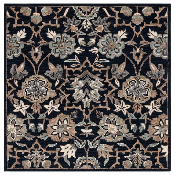 SAFAVIEH Metro Mike Floral Area Rug, Black/Beige, 6' x 6' Square