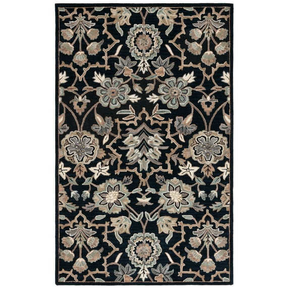 SAFAVIEH Metro Mike Floral Area Rug, Black/Beige, 6' x 9'