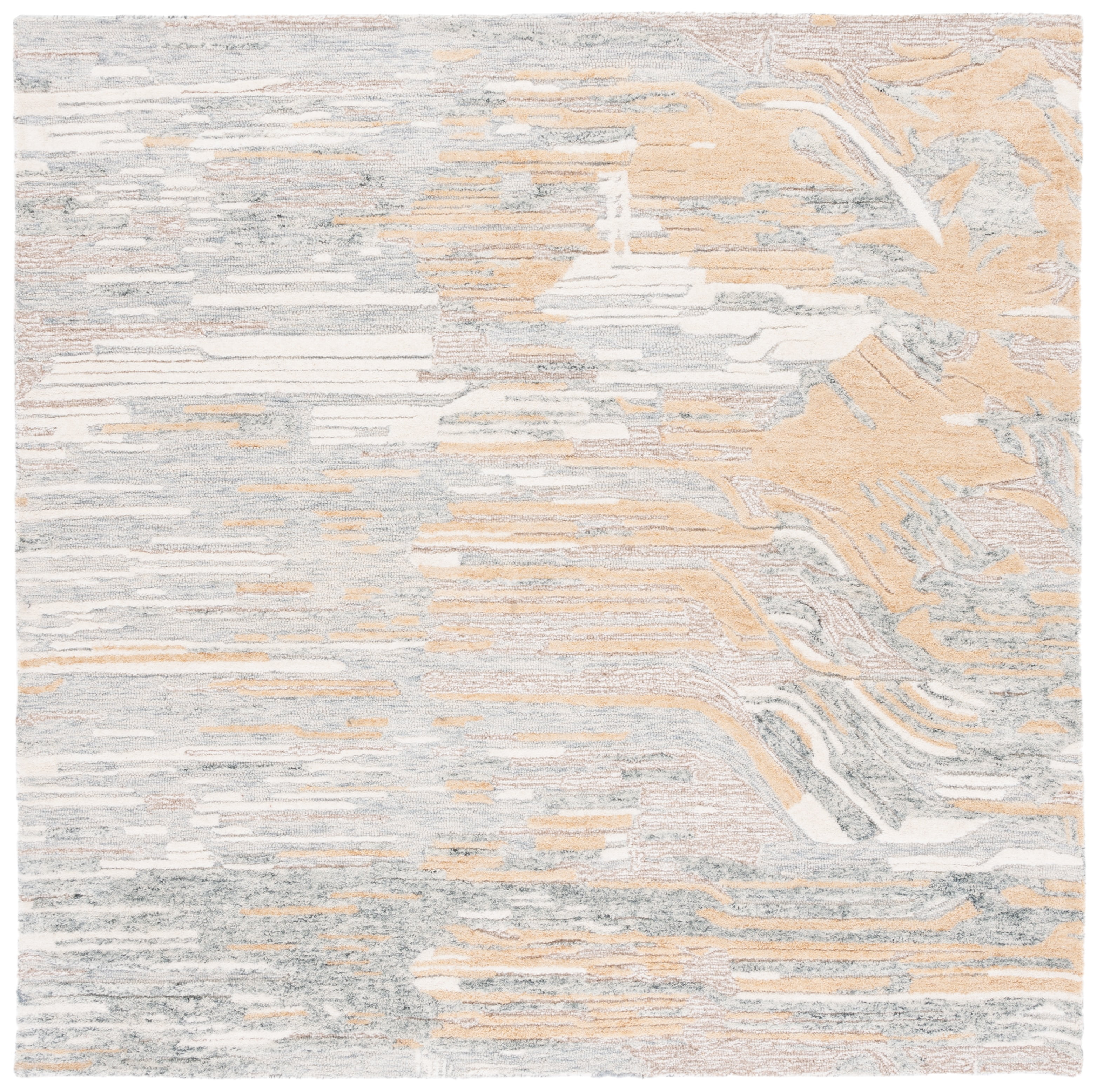 Classic Country Floral 6' Square Hand-Tufted Wool Area Rug