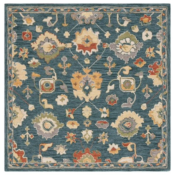 SAFAVIEH Metro Musa Floral Area Rug, Dark Grey/Red, 6' x 6' Square