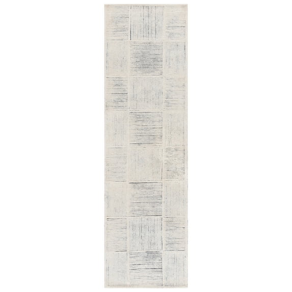 SAFAVIEH Metro Nadia Geometric Runner Rug, Ivory/Charcoal, 2'3" x 8'