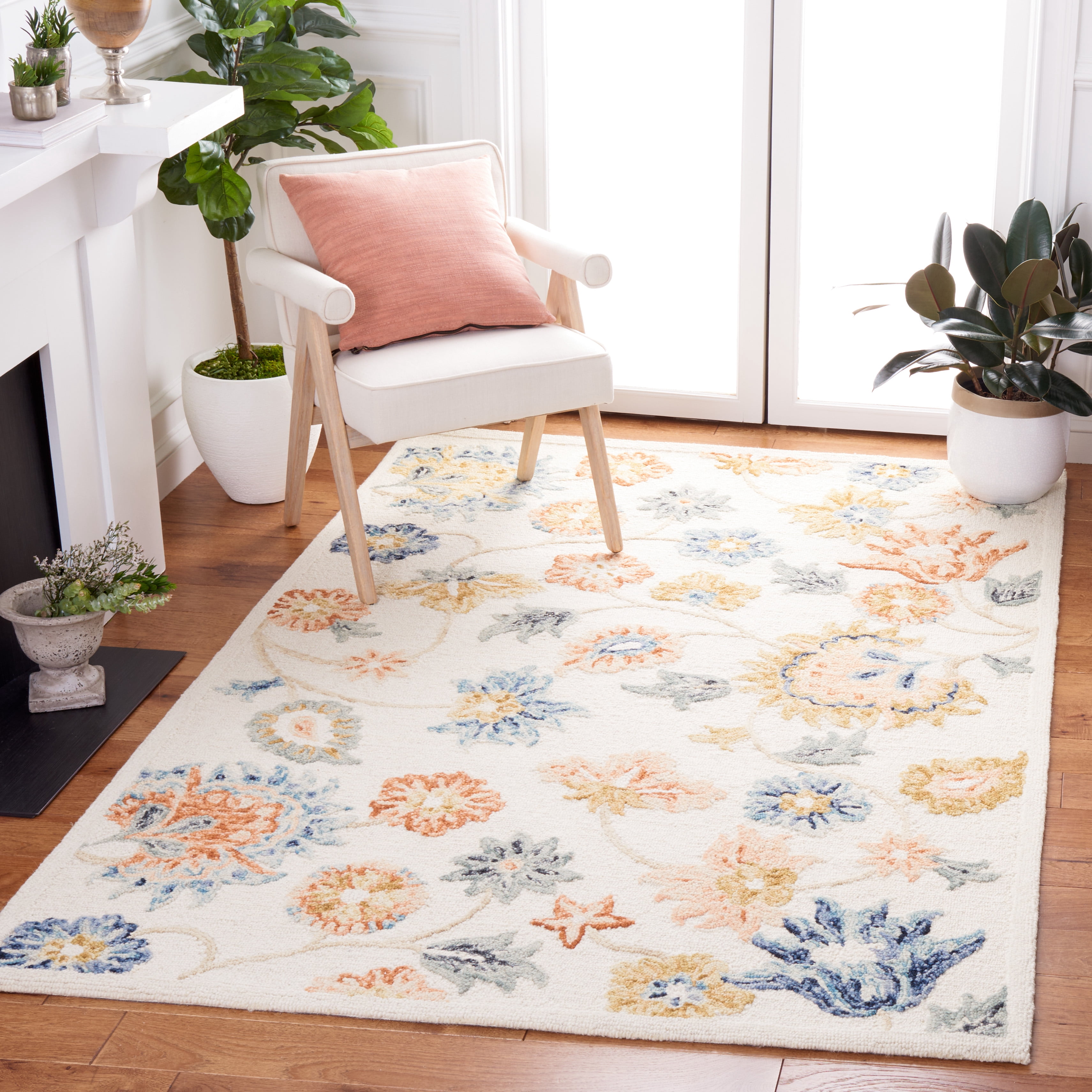 Safavieh Metro Naira Floral Area Rug, Ivory/Gray, 6' x 6' Square
