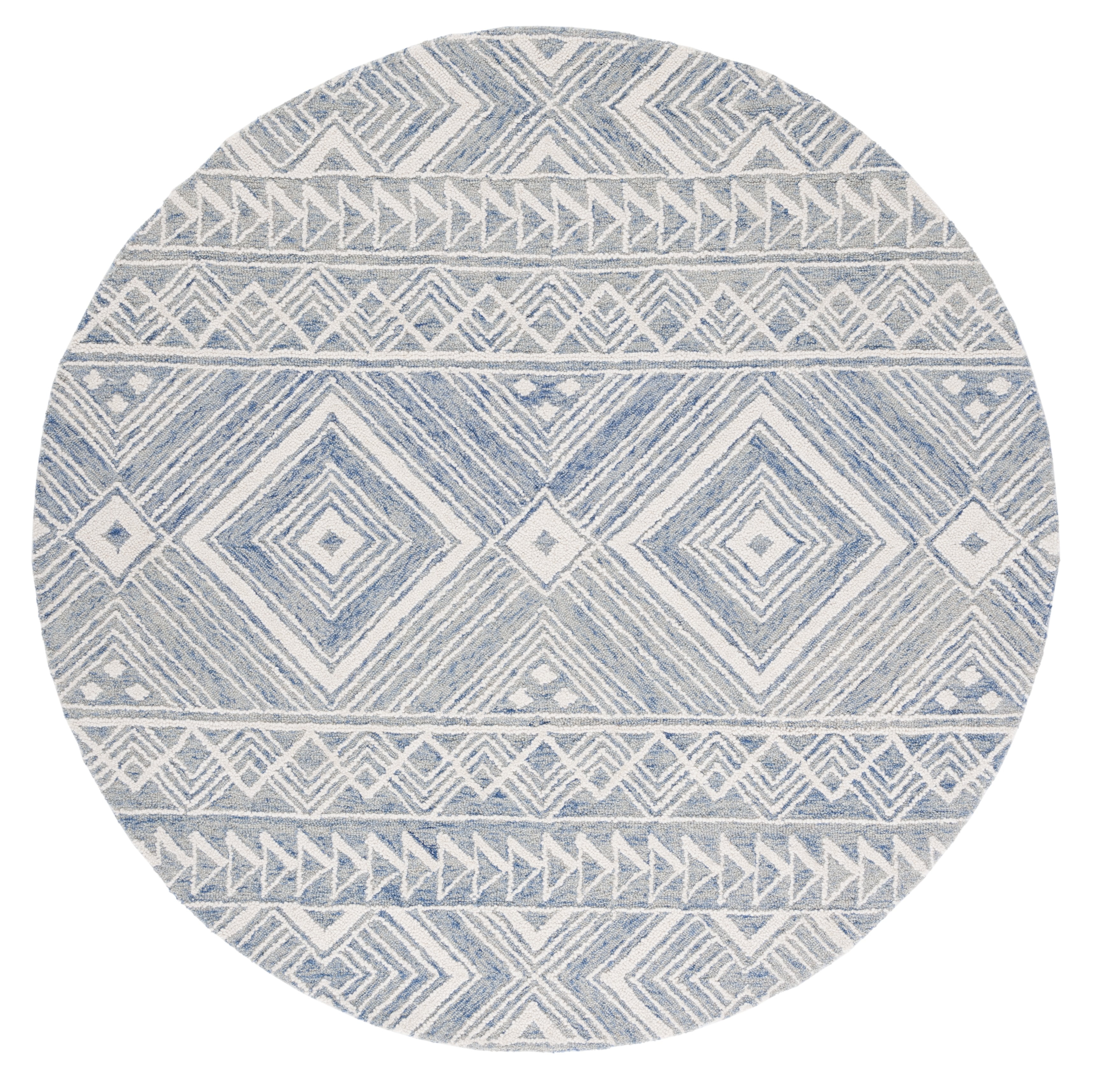 SAFAVIEH Metro Padraic Medallion Area Rug, Blue/Ivory, 6' x 6' Round
