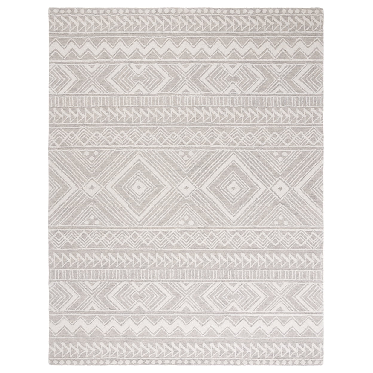 Gray and Ivory Hand-Tufted Wool Area Rug, 3' x 5'