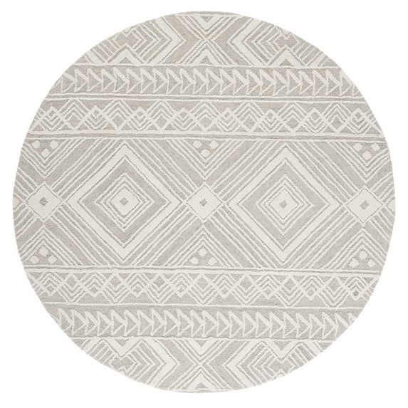 SAFAVIEH Metro Padraic Medallion Area Rug, Light Grey/Ivory, 6' x 6' Round