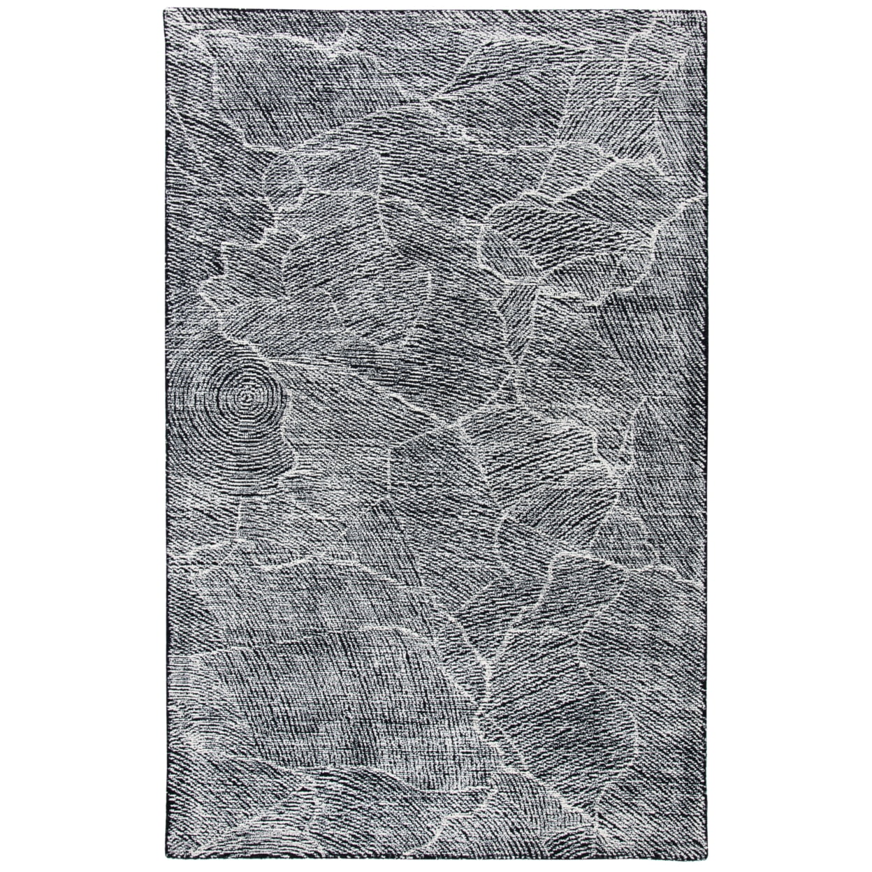 Handmade Black Wool Rectangular Tufted Area Rug