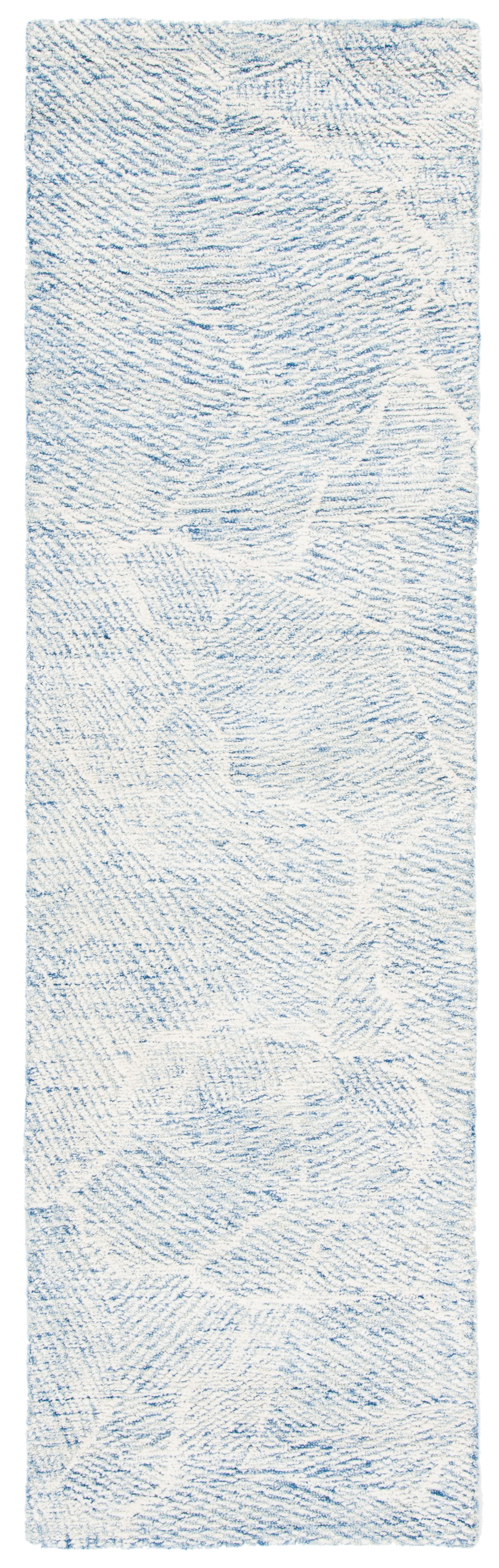 Metro Blue and Ivory Hand-Tufted Wool Runner Rug