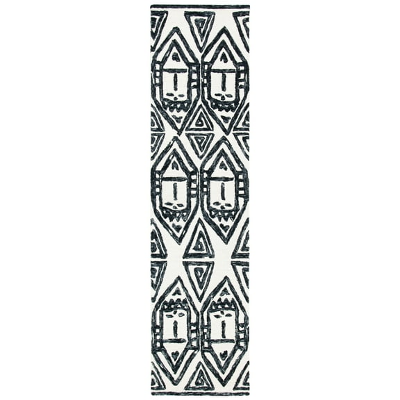 SAFAVIEH Metro Peronel Diamond Runner Rug, Black/Ivory, 2'3" x 9'