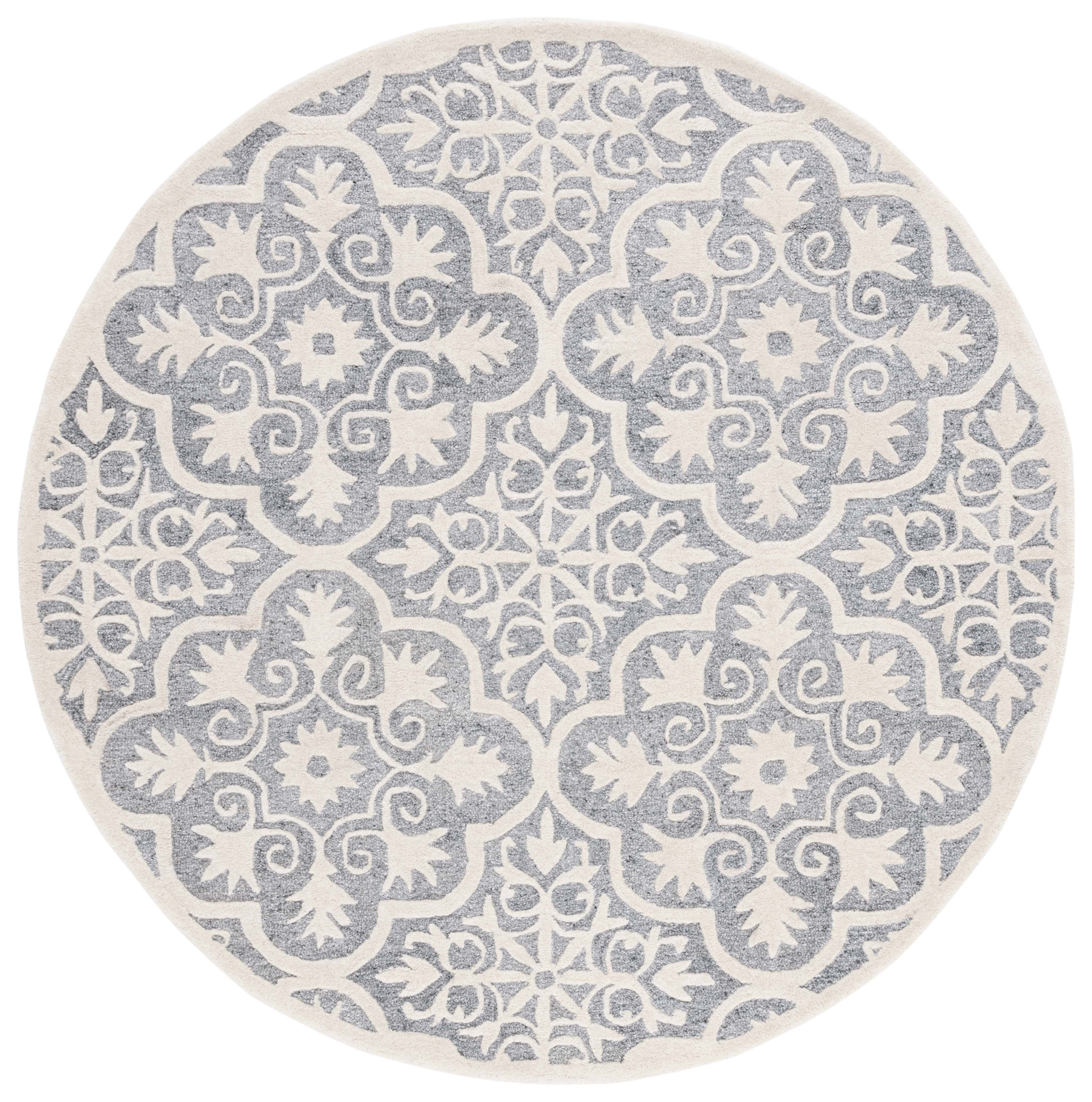 SAFAVIEH Metro Phipp Medallion Area Rug, Light Blue/Ivory, 6' x 6' Round