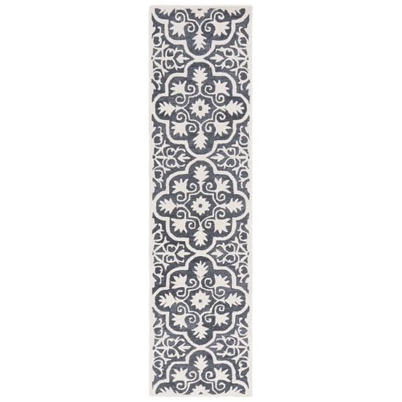 SAFAVIEH Metro Phipp Medallion Runner Rug, Black/Ivory, 2'3" x 9'