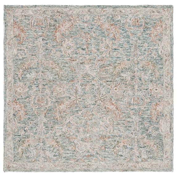 SAFAVIEH Metro Phyliss Medallion Area Rug, Teal/Green, 6' x 6' Square