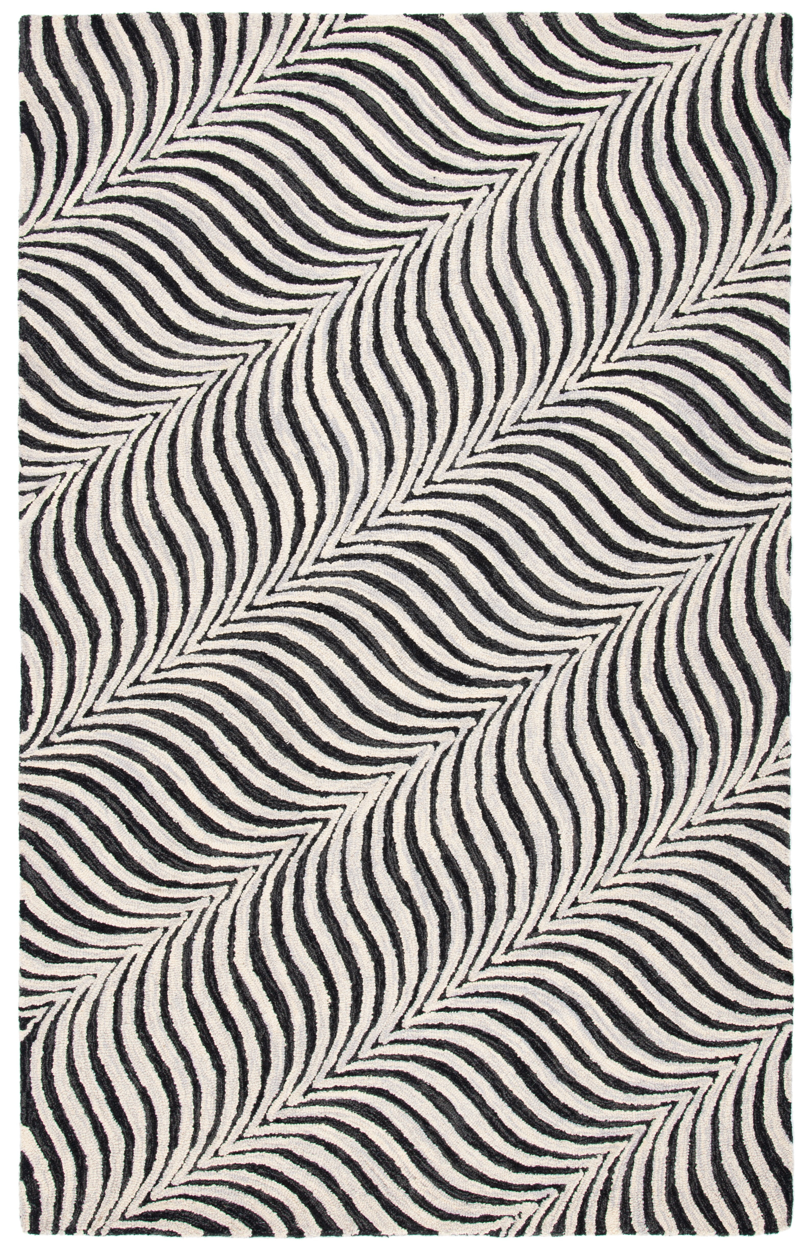 Elegant Metro Hand-Tufted Black and Beige Wool Area Rug - 5' x 8'