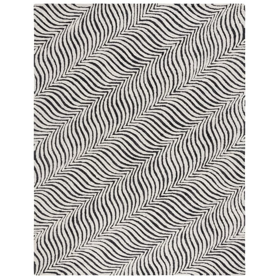 SAFAVIEH Metro Quinn Wavy Striped Area Rug, Black/Beige, 8' x 10'