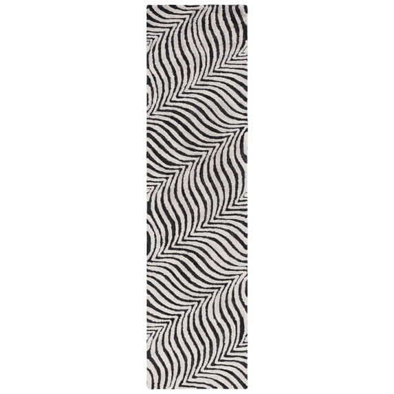 SAFAVIEH Metro Quinn Wavy Striped Runner Rug, Black/Beige, 2'3" x 9'