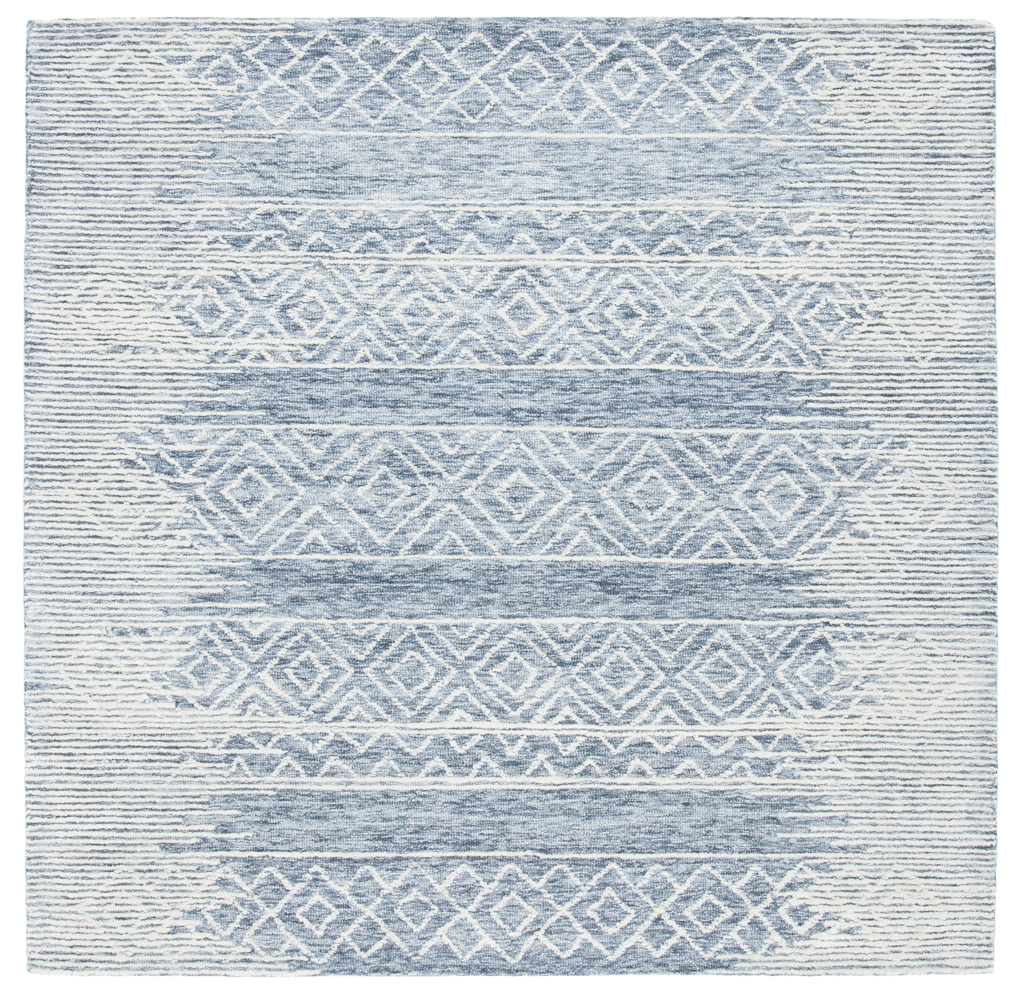 Metro 6' Square Blue Hand-Tufted Wool Area Rug