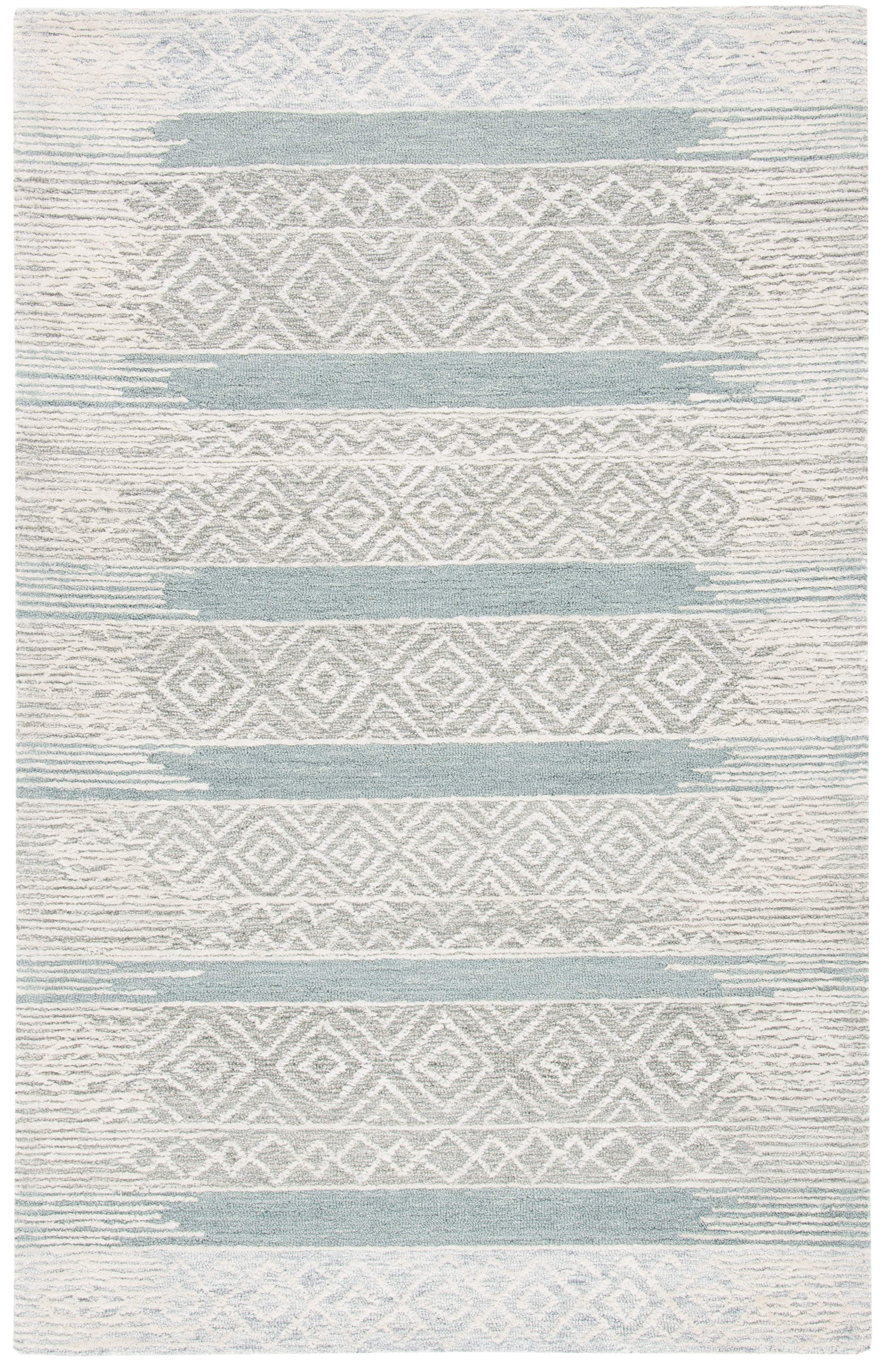 Gray and Natural Hand-Tufted Wool Area Rug 3' x 5'